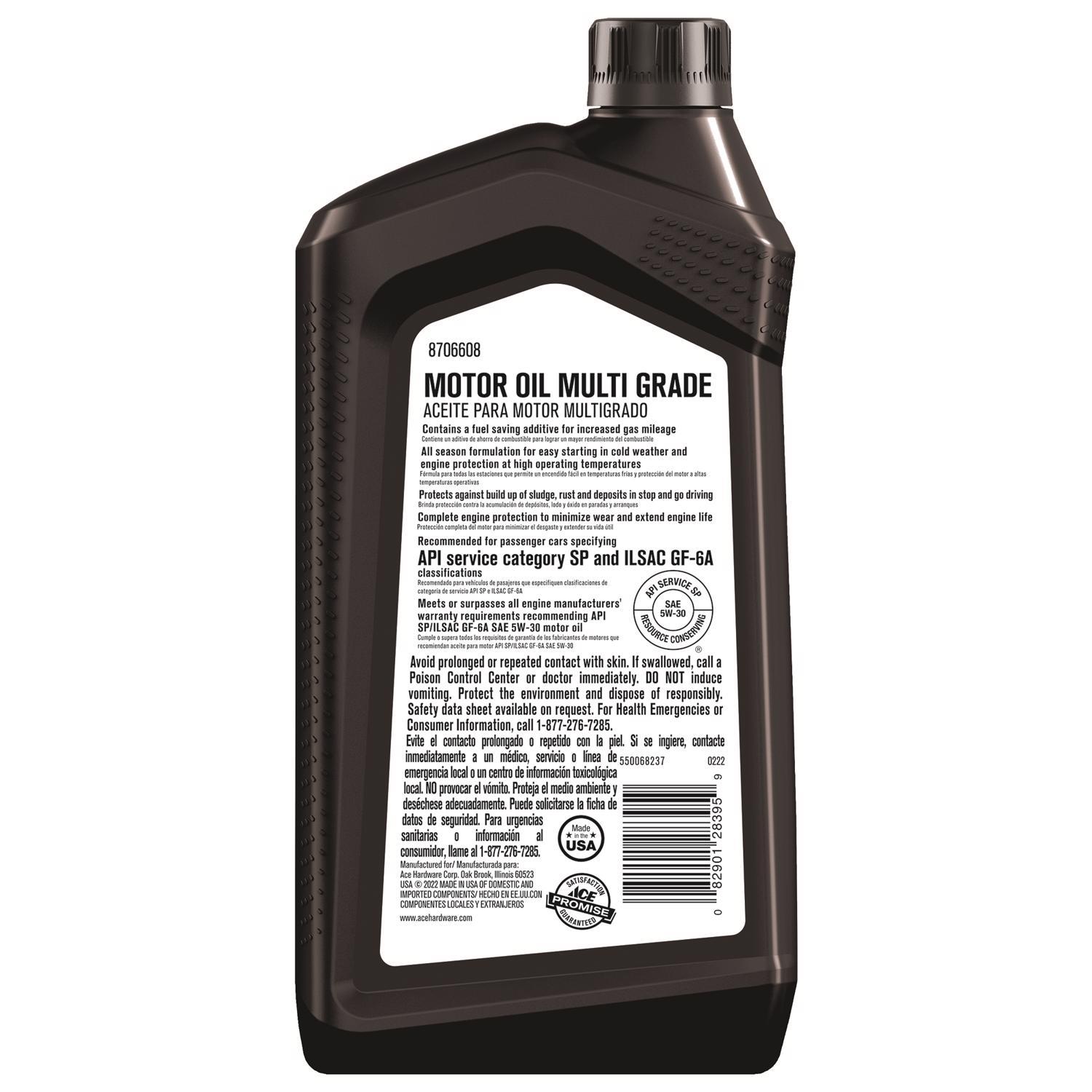 Ace 5W-30 4-Cycle Multi Grade Motor Oil 1 Quart 1 Pack