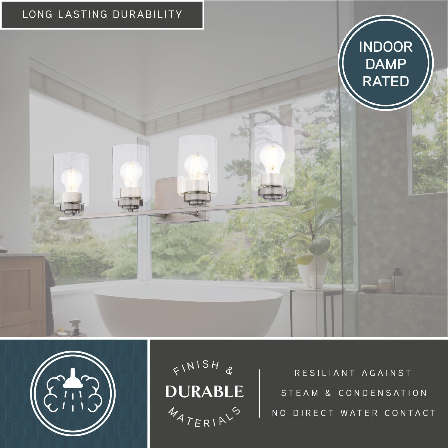 Vaxcel Lighting W0530 Park Ridge 4 Light 28 in.W Vanity Light - Nickel