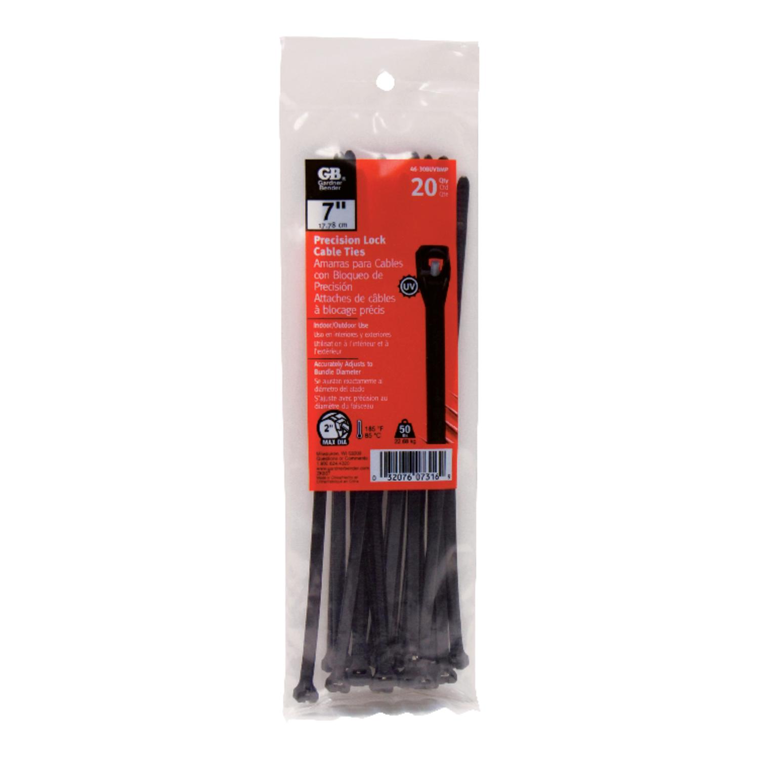 Gardner Bender 7 in. L Black Cable Tie 20 pk