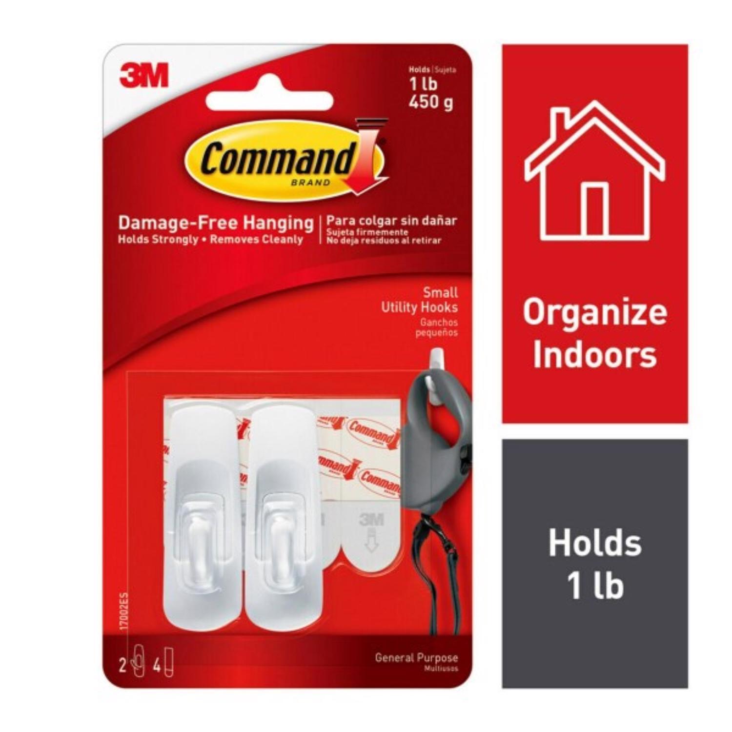 3M Command Small Plastic Hook 2.37 in. L 2 pk