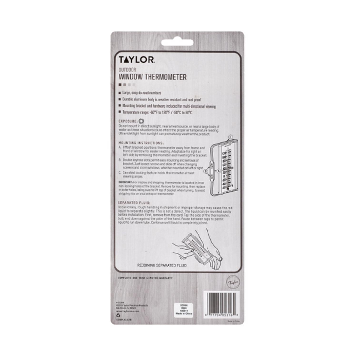 Taylor Tube Thermometer Plastic White 8.66 in.