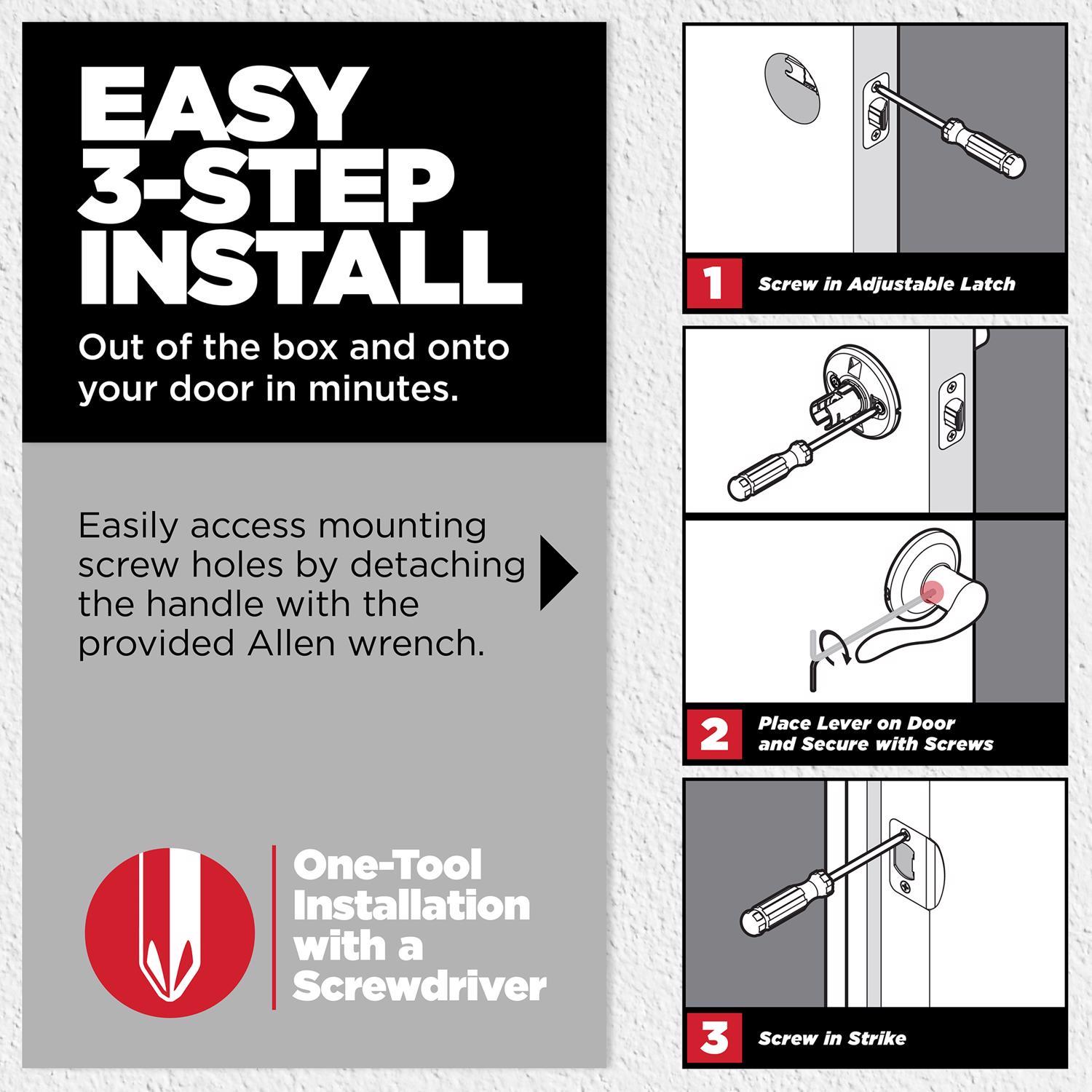 Kwikset SmartKey Halifax Satin Nickel Entry Lockset KW1 1-3/4 in.