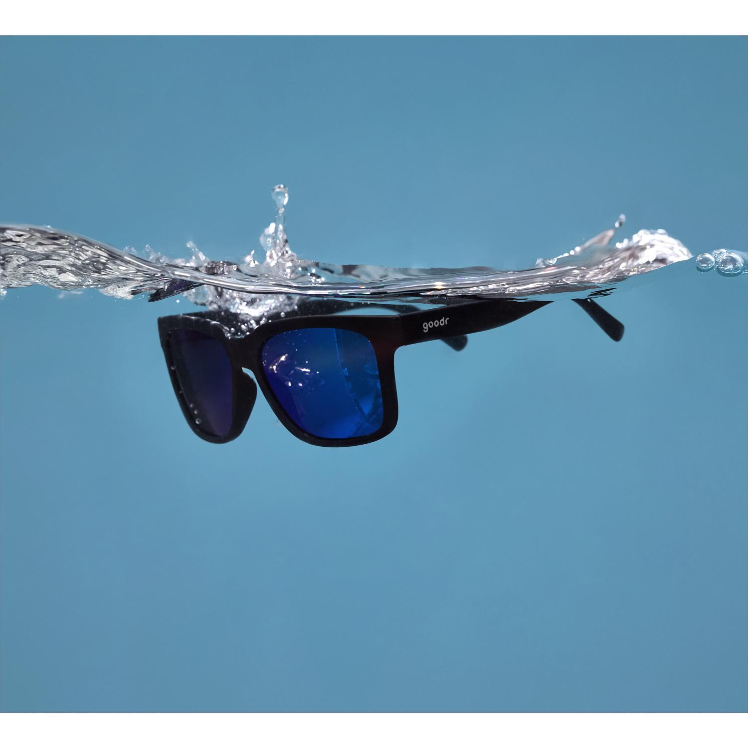 goodr Tidal G - Buoys Don't Cry Sunglasses Unisex Black Frame Blue Lens