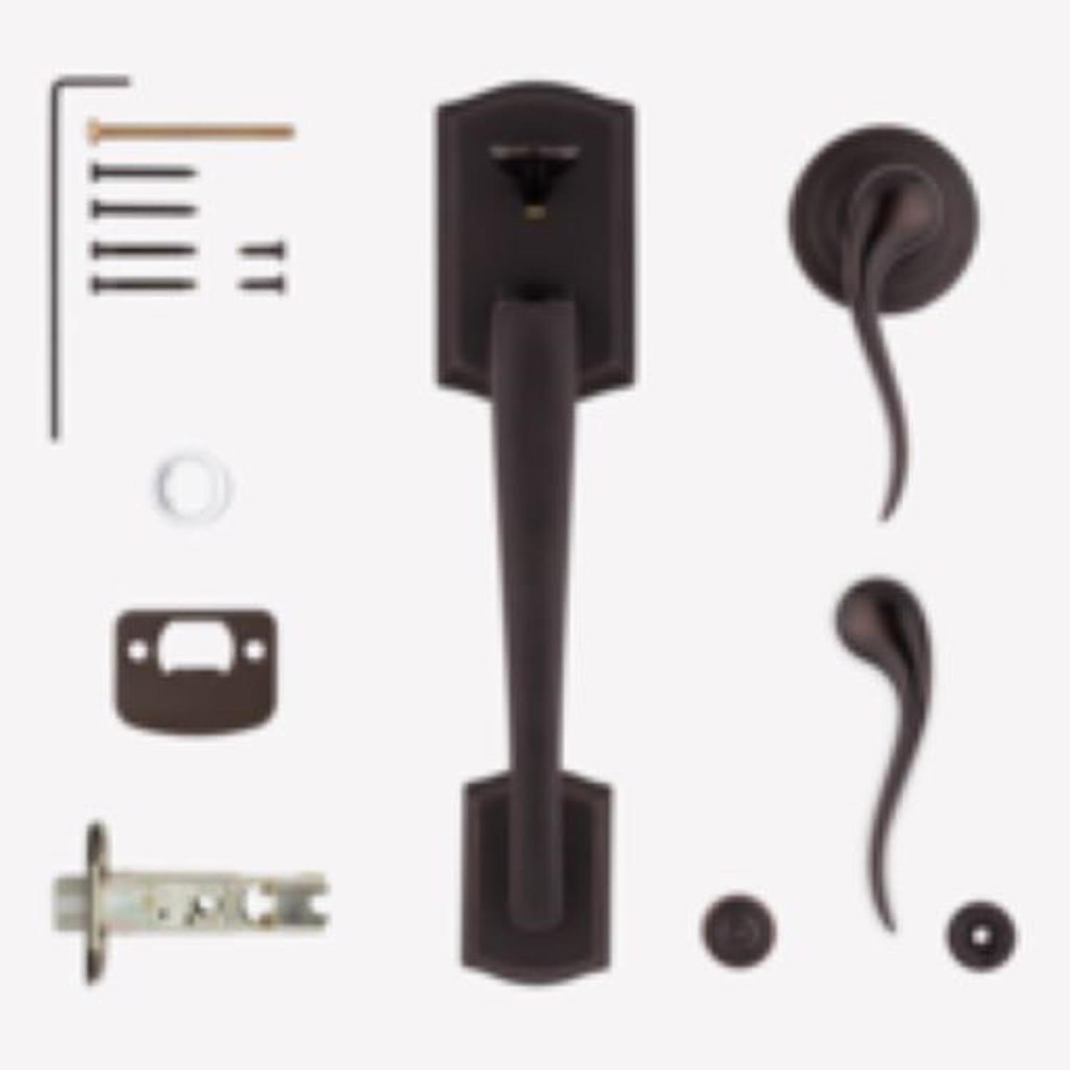 Kwikset Prescott Venetian Bronze Entry Handleset 1-3/4 in.