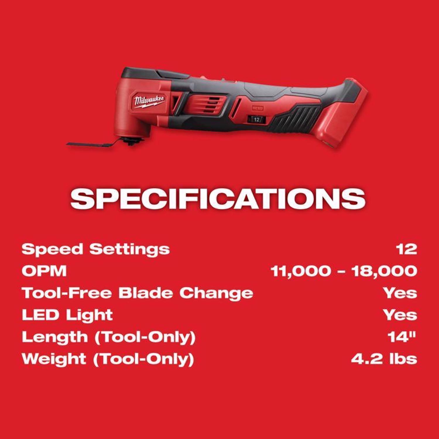 Milwaukee M18 Cordless Oscillating Multi-Tool Tool Only