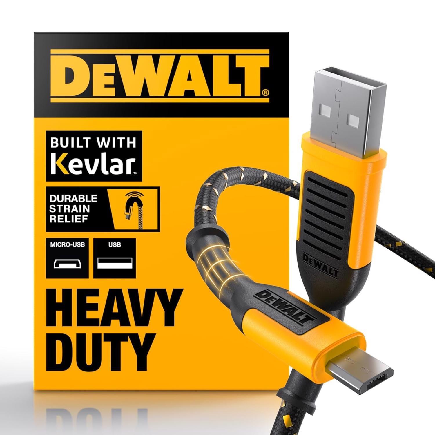 DeWalt Micro to USB Cable 6 ft. Black/Yellow