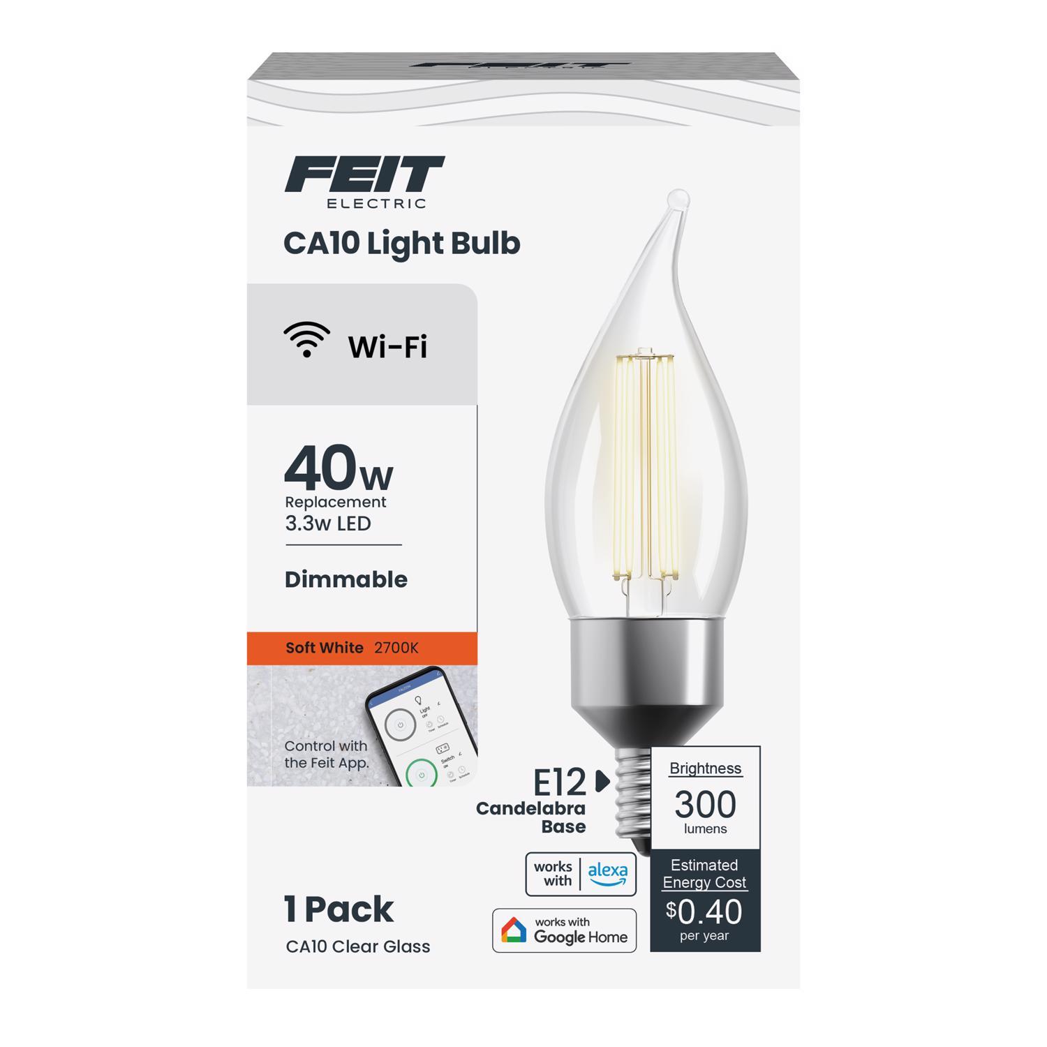 Feit Smart Home CA10 (Flame Tip) E12 (Candelabra) Smart-Enabled LED Bulb Soft White 40 Watt Equivale