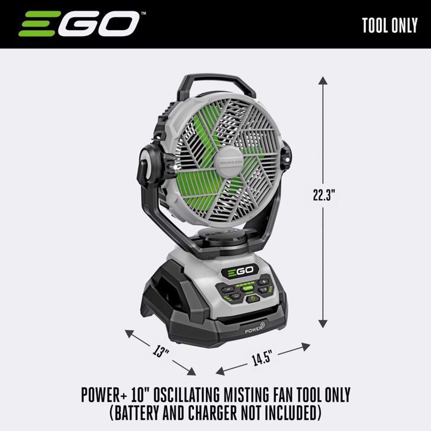EGO Power+ 10 in. H 5 speed Oscillating Misting Fan Remote Control