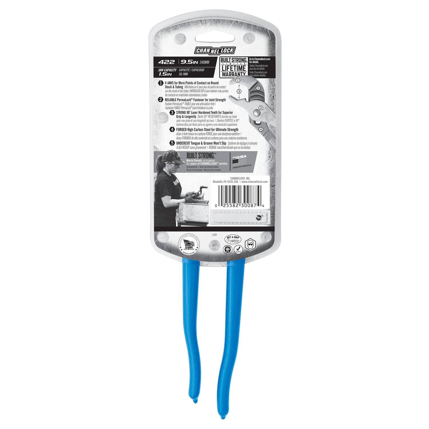 Channellock 9.5 in. Carbon Steel V-Jaw Tongue and Groove Pliers