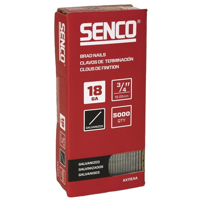 Senco Nail, 3/4 in. L, 18, Steel, Electro-Galvanized, Brad, Medium Head, Smooth Shank