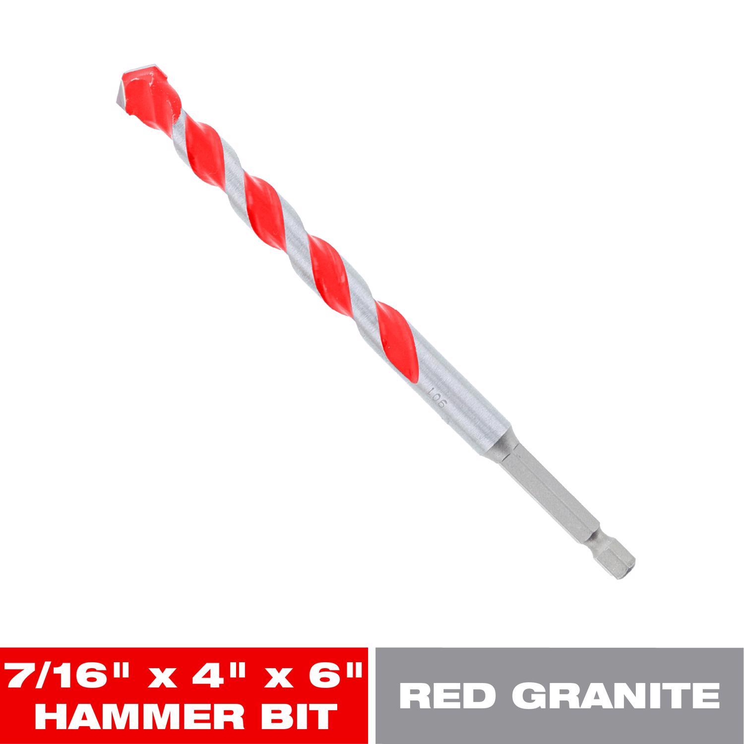 Diablo SPEEDemon 7/16 in. X 6 in. L Carbide Tipped Red Granite Hammer Drill Bit Hex Shank 1 pk