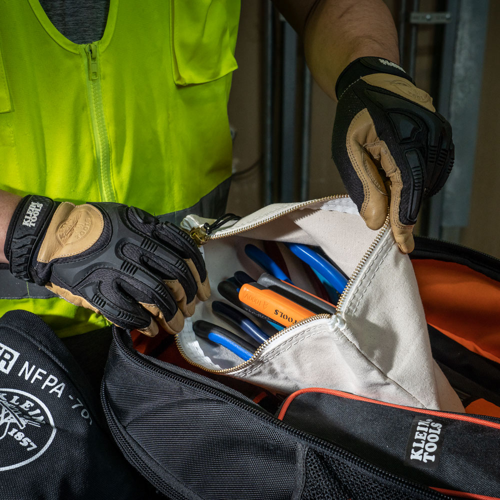 Klein Zipper Bag, Canvas Tool Pouch to 12.5 x 7 x 0.7 -in.