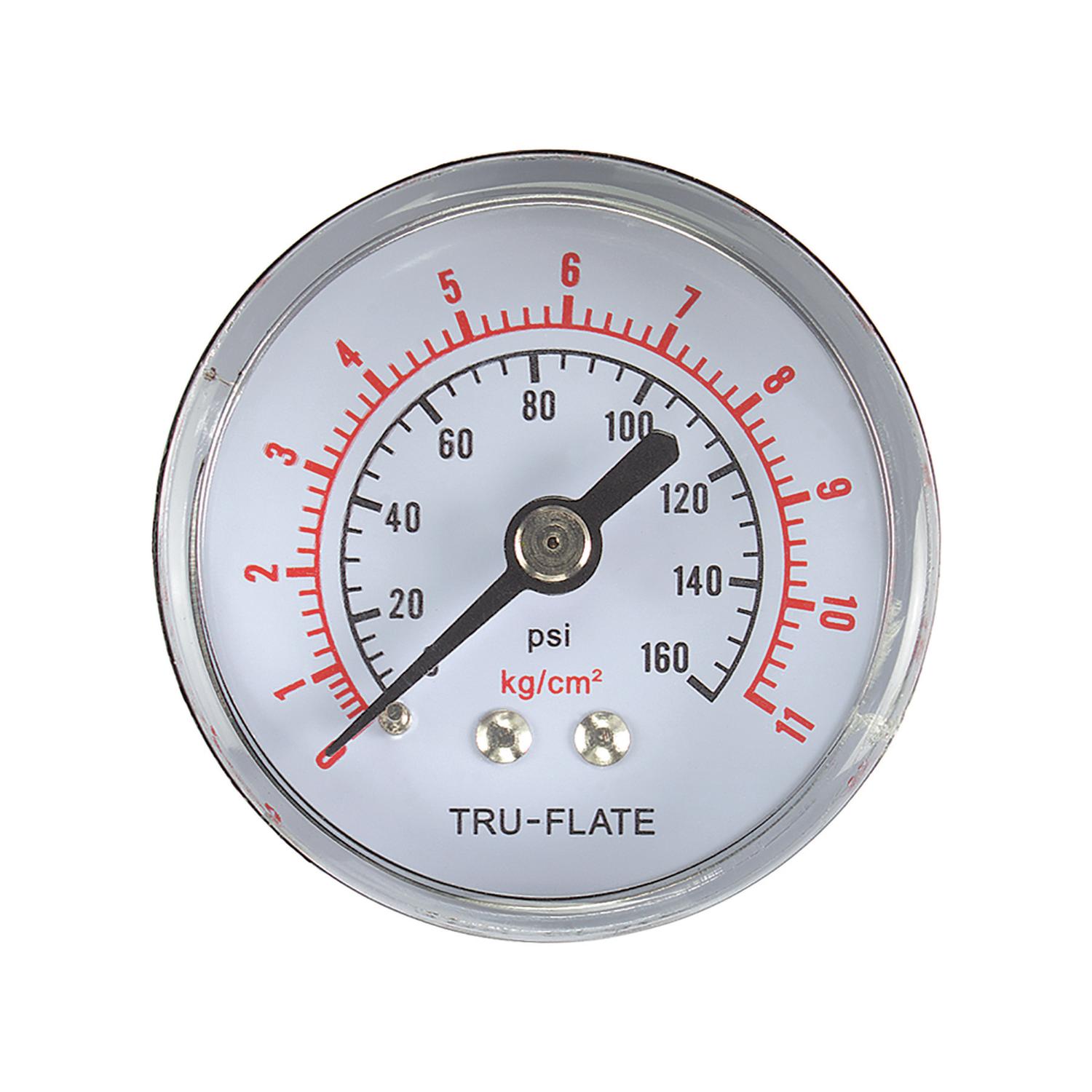 Tru-Flate Polycarbonate Air Line Gauge 1/4 in. NPT 160 psi 1 pc