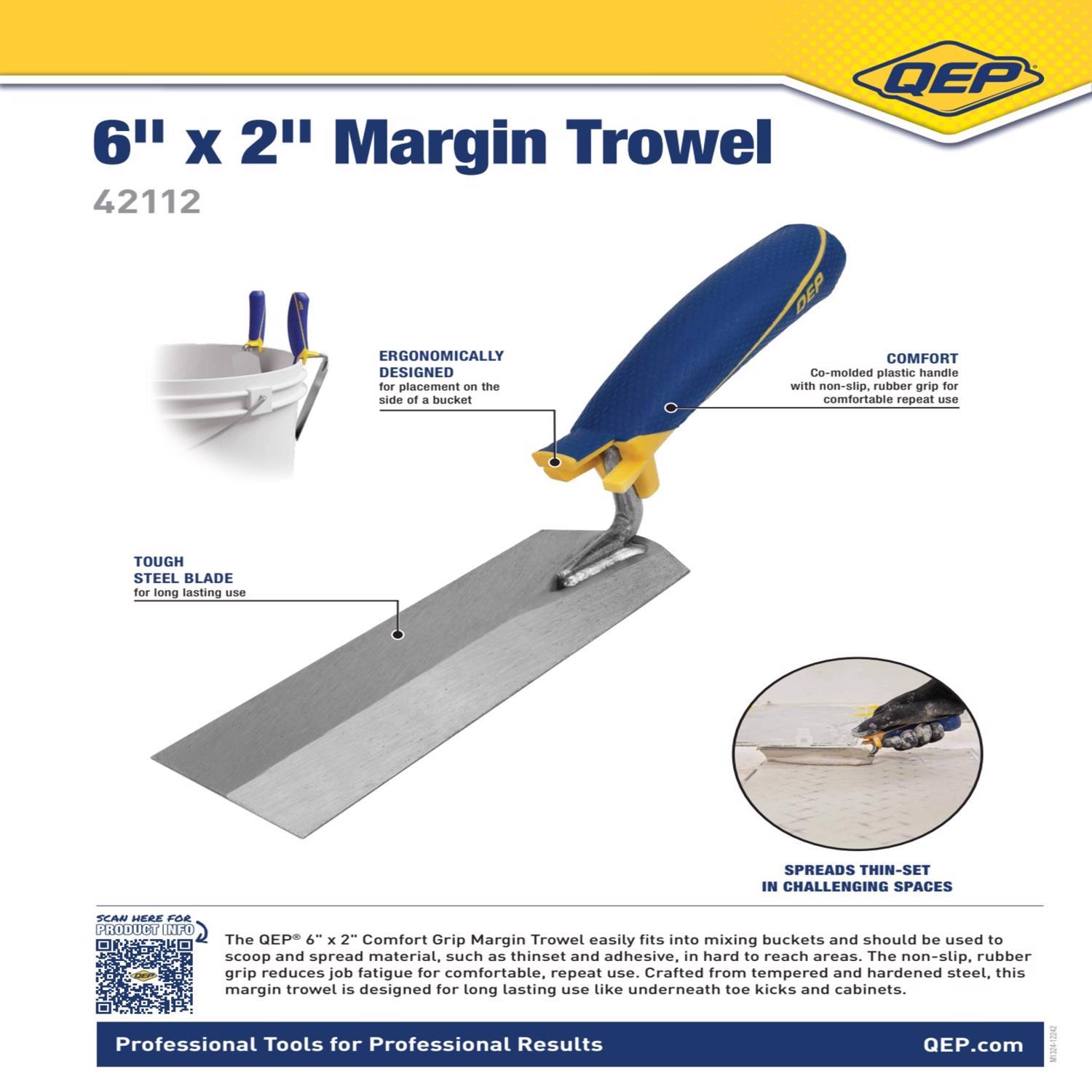 QEP 2 in. H X 2 in. W X 6 in. L Steel Margin Trowel 1 pk