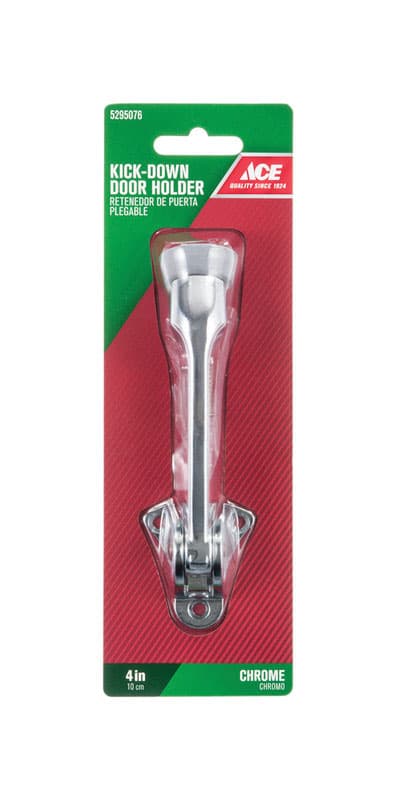 Ace 4 in. W Metal Chrome Silver Kick-Down Door Holder Mounts to door and wall 0 in.