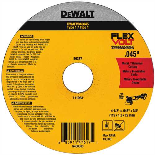  4-1/2" x .045" x 7/8" T1 Flexvolt Cutting Wheel