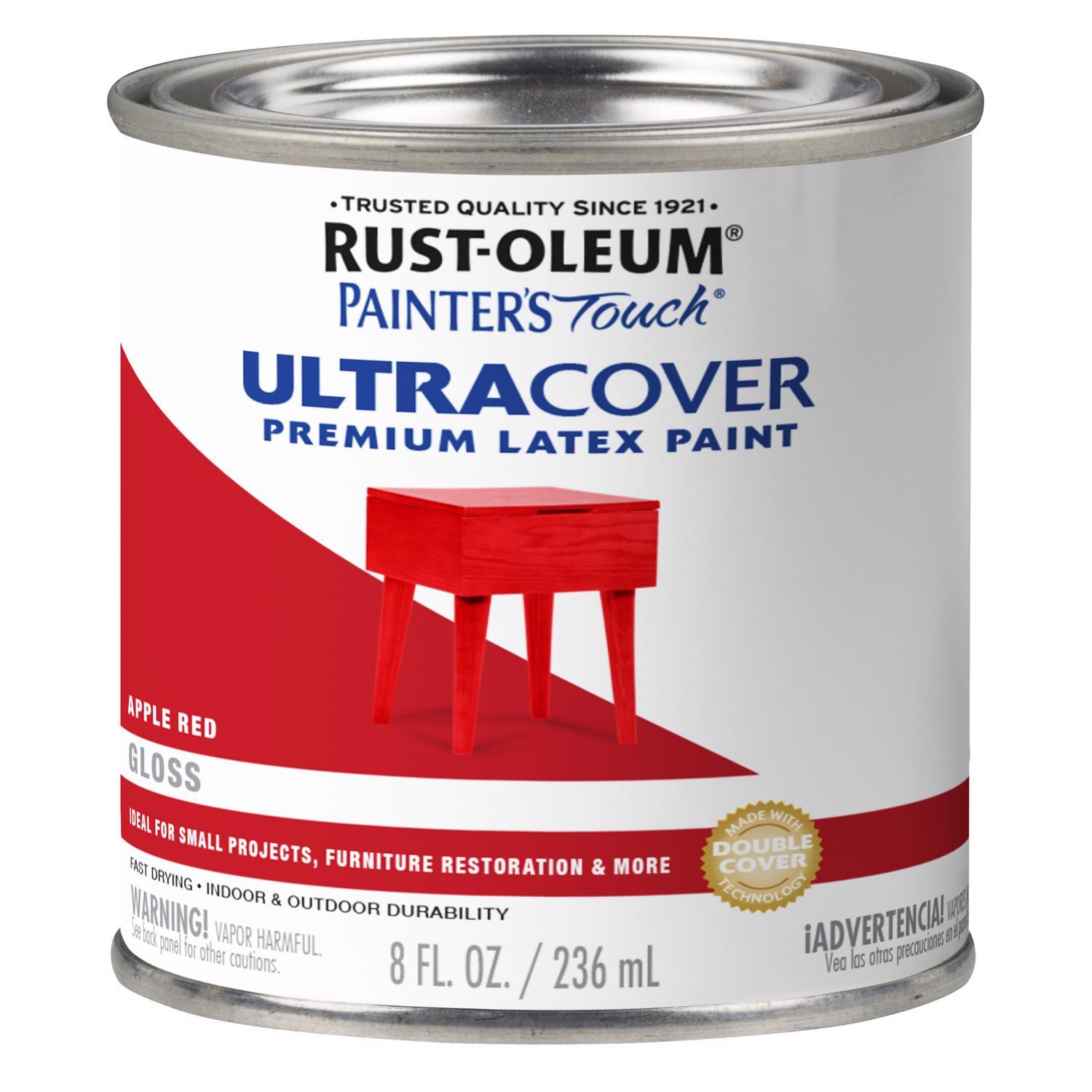 Rust-Oleum Painters Touch Apple Red Water-Based Ultra Cover Paint Exterior and Interior 8 oz