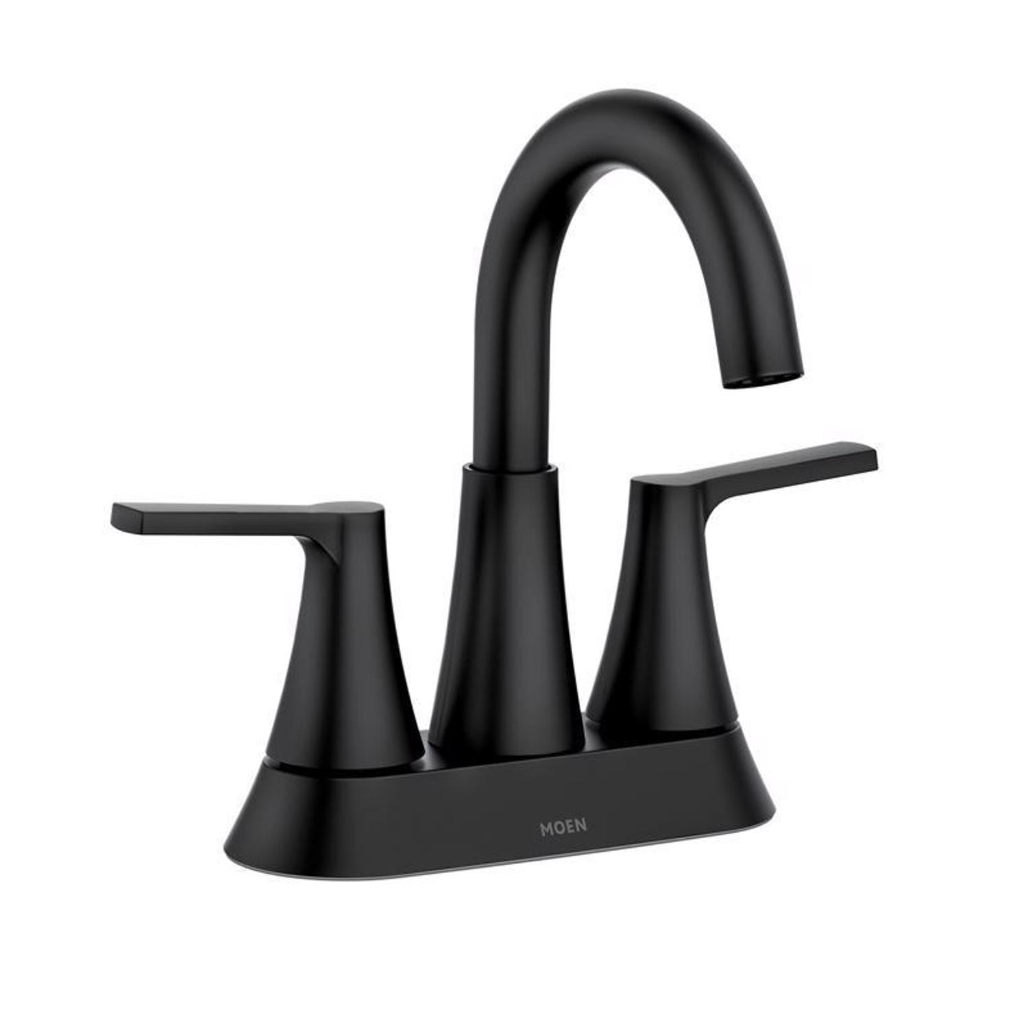 Moen Mikah Matte Black Two-Handle Bathroom Sink Faucet 4 in.