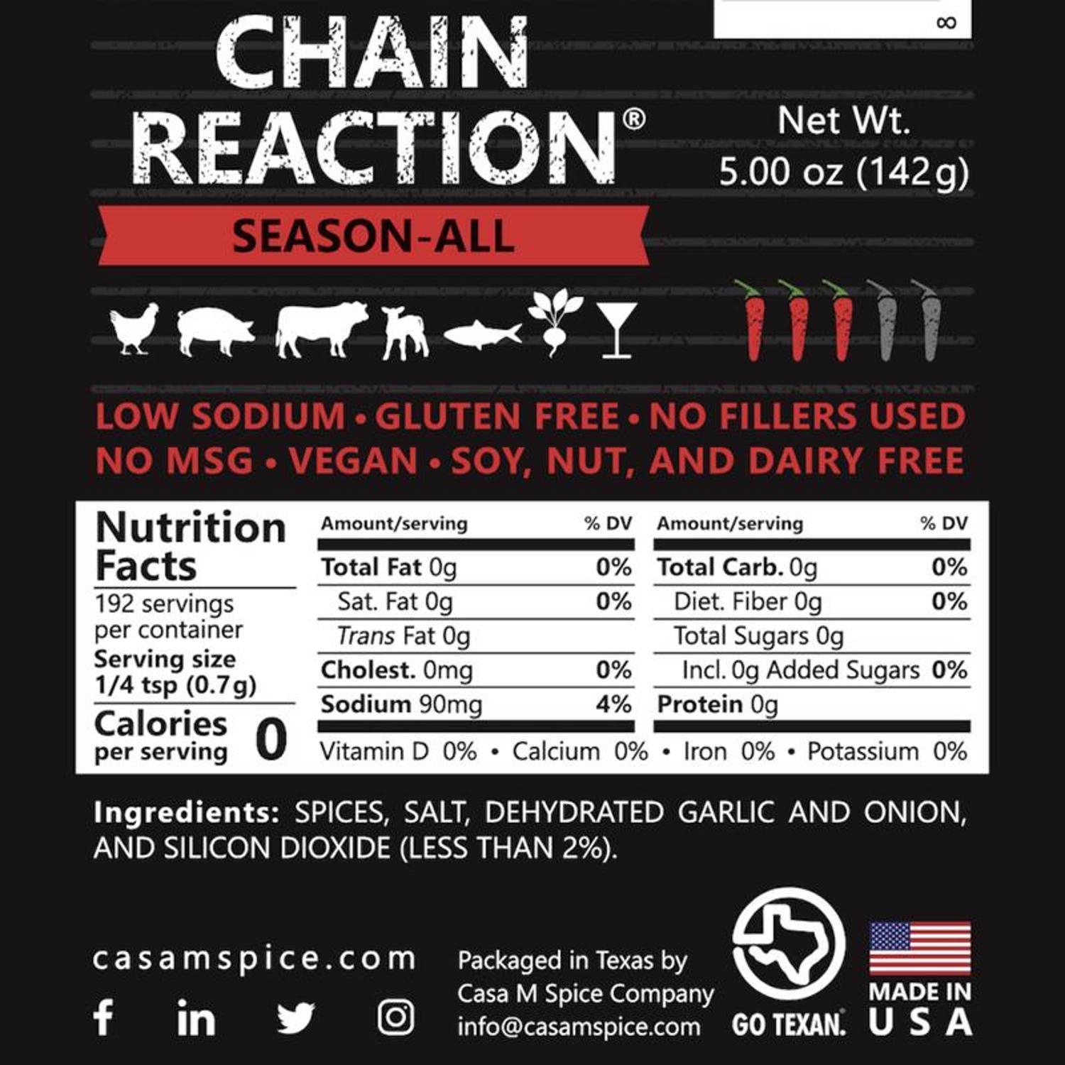 Casa M Spice Co Chain Reaction Season- All Seasoning 5 oz