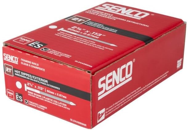 Senco Framing Nails | 21 Degree | 2-3/8 in. x .113 | Ring Shank | Plastic Collated Nail | Bright Finish