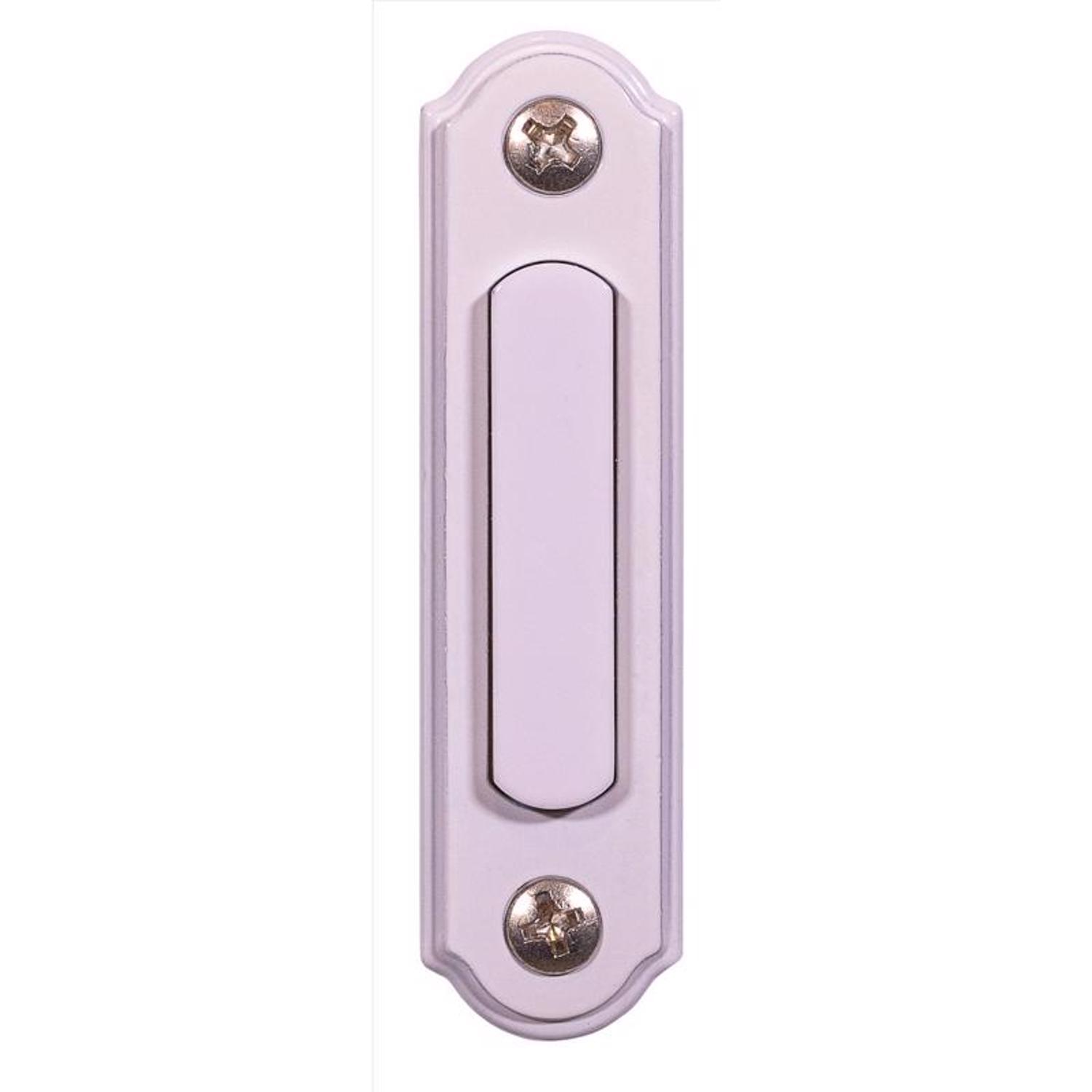 Heath Zenith Satin White Metal/Plastic Wired Pushbutton Doorbell