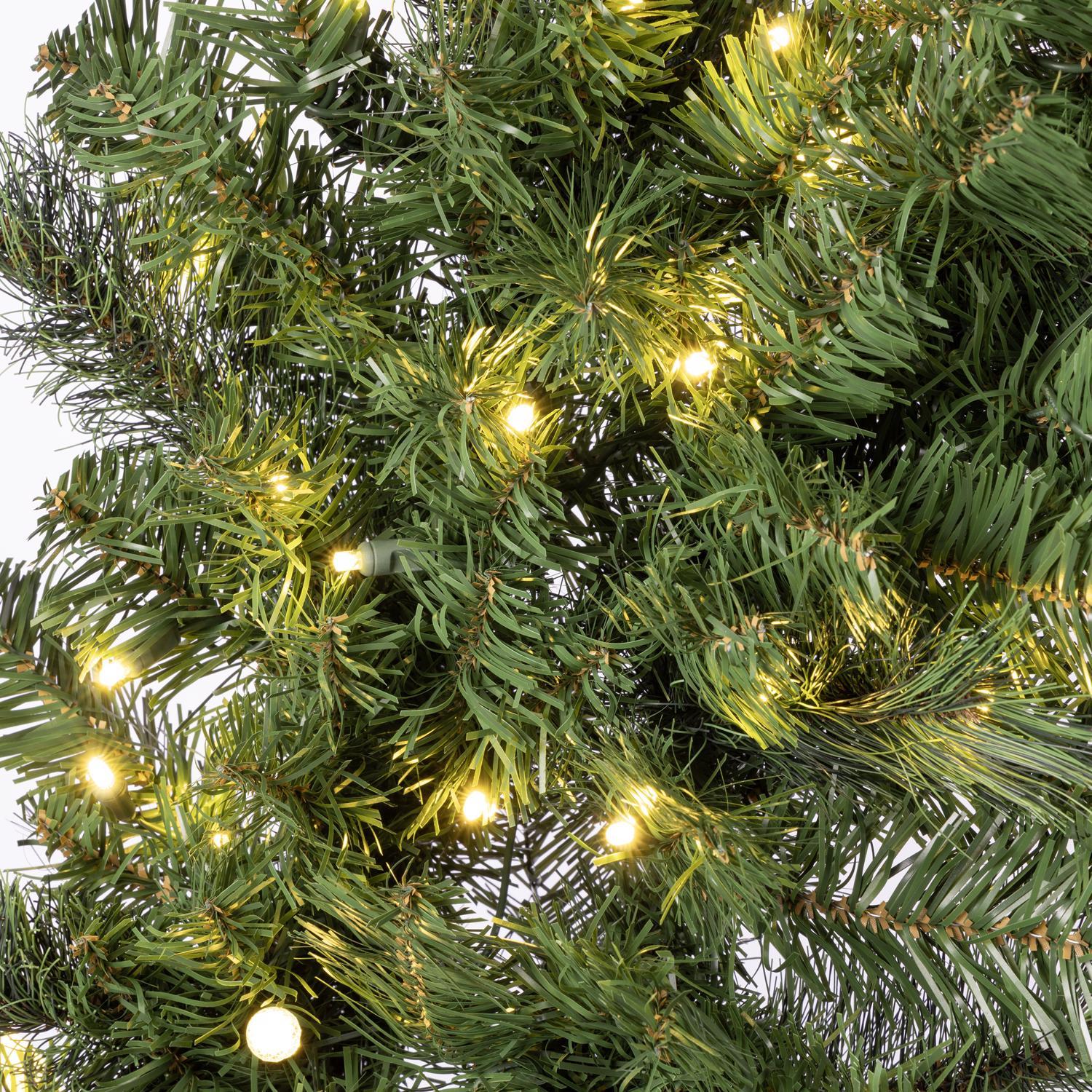Celebrations Platinum 48 in. D LED Prelit Warm White Mixed Pine Wreath