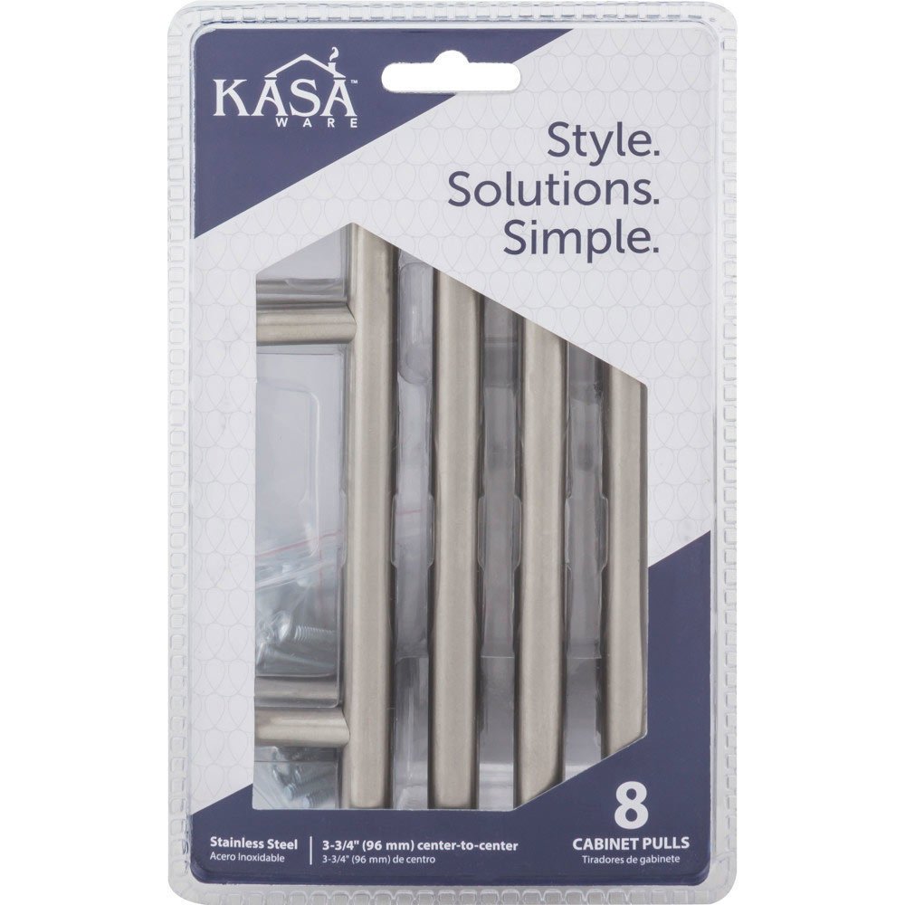 KasaWare 3 3/4 in. Centers European Bar Pull in Stainless Steel (8pc Pack) 
