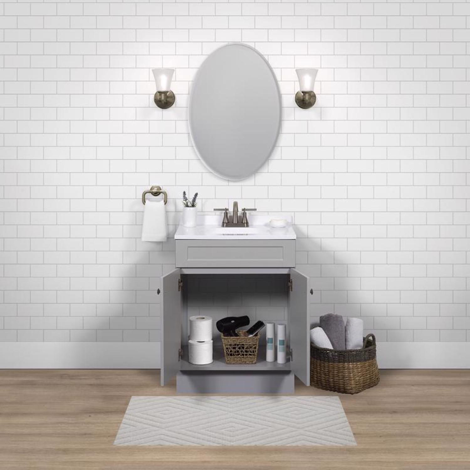Zenna Home Single Gray Bathroom Vanity 24 in. W X 18 in. D X 35 in. H