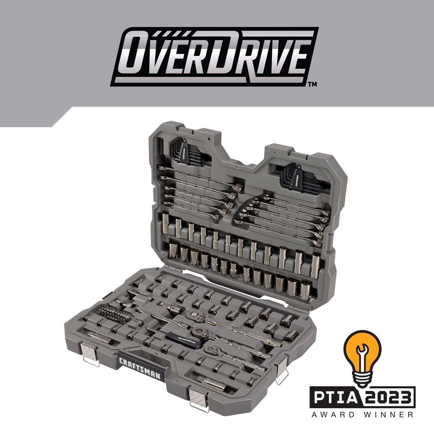 Craftsman OVERDRIVE 1/4 & 3/8 & 1/2 in. drive Metric/SAE 6 Point Mechanic's Tool Set 121 pc