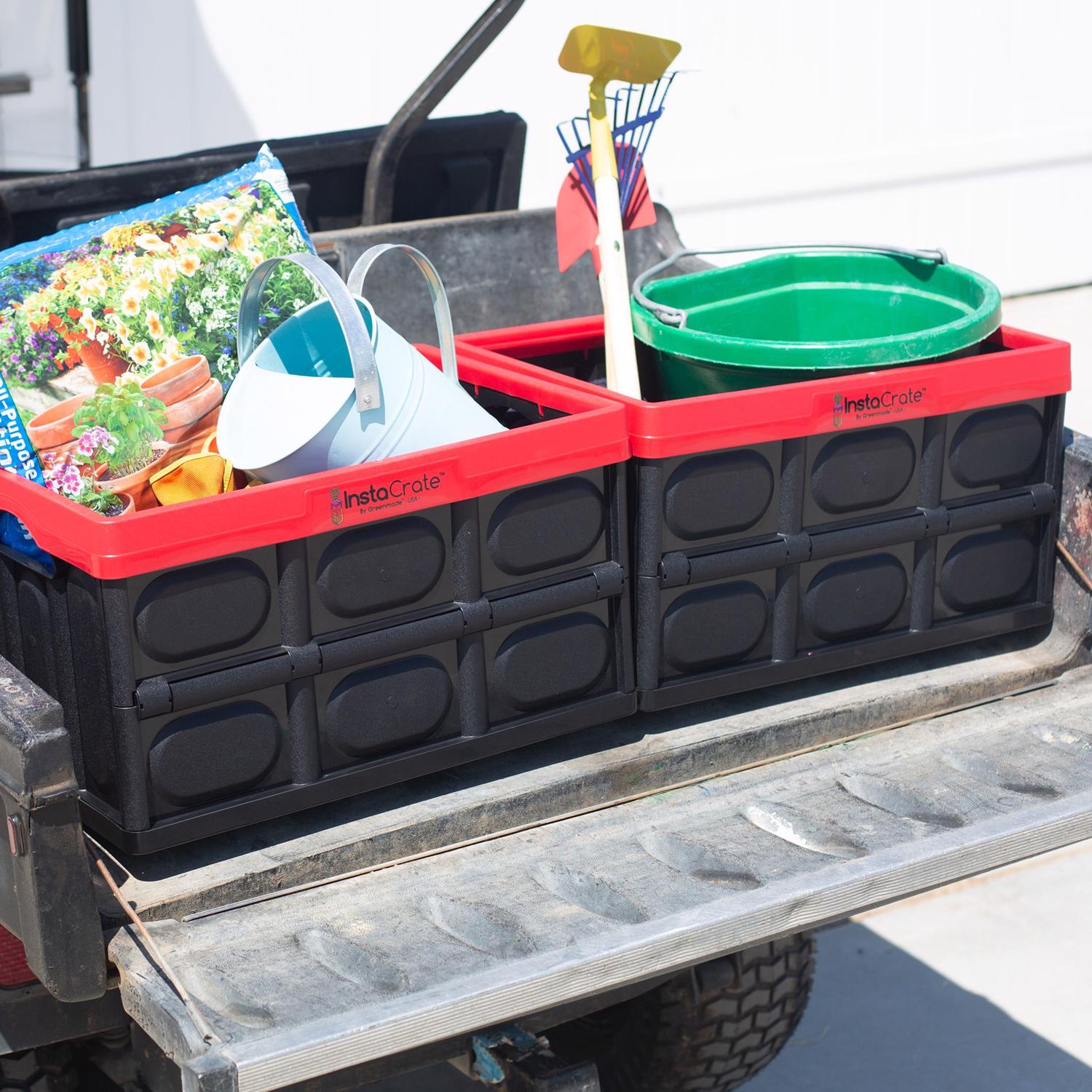 Green Made Crate Rack Greenmade InstaCrate 12 gal Black/Red Folding Crate 11.7 in. H X 14.2 ...