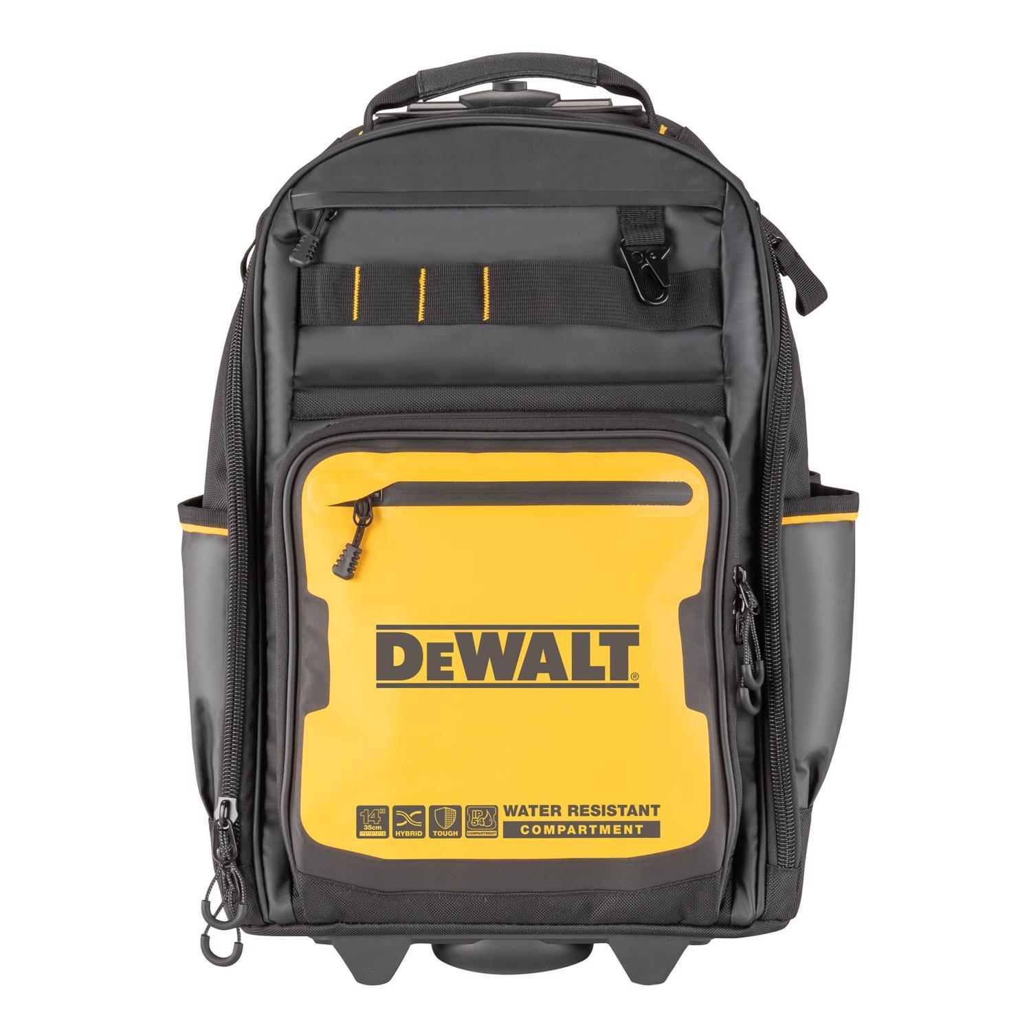DEWALT Polyester/Tarpaulin Pro Backpack on Wheels Tool Bag 46 pocket Black/Yellow 1 pc