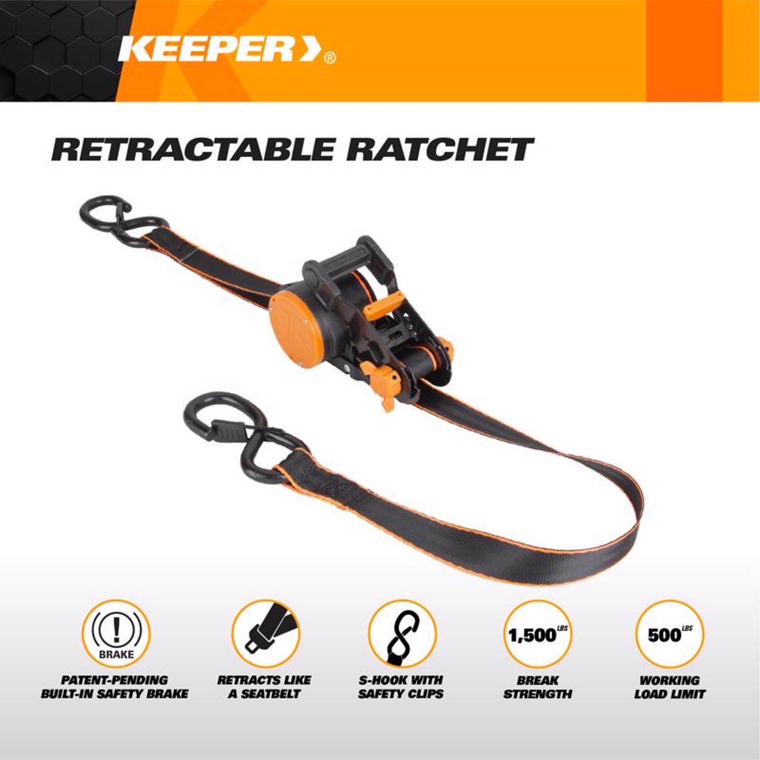 Keeper 1 in. W X 10 ft. L Black Retractable Ratchet 500 lb 2 pk
