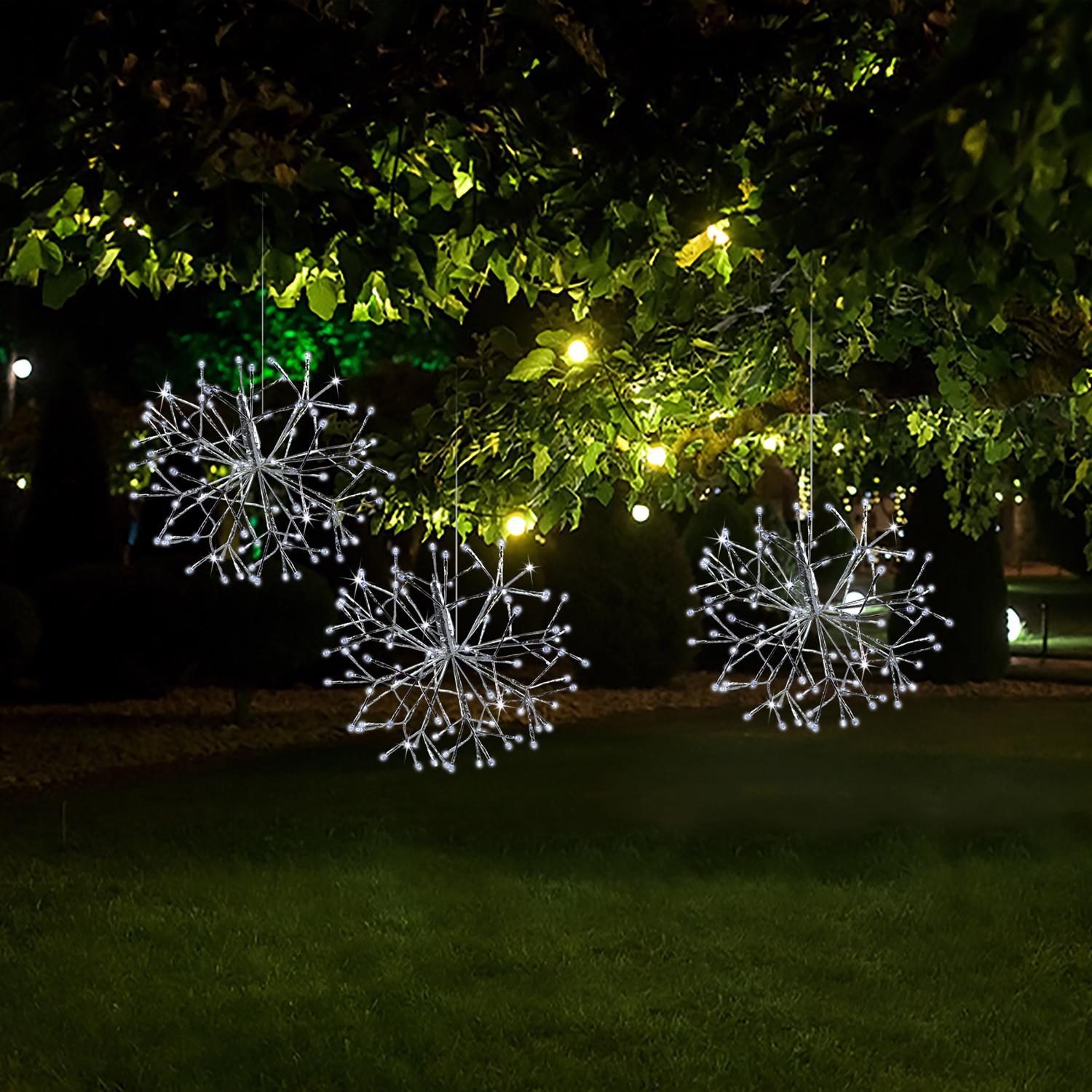 Celebrations Platinum LED Pure White Shimmer Sphere 16 in. Hanging Decor