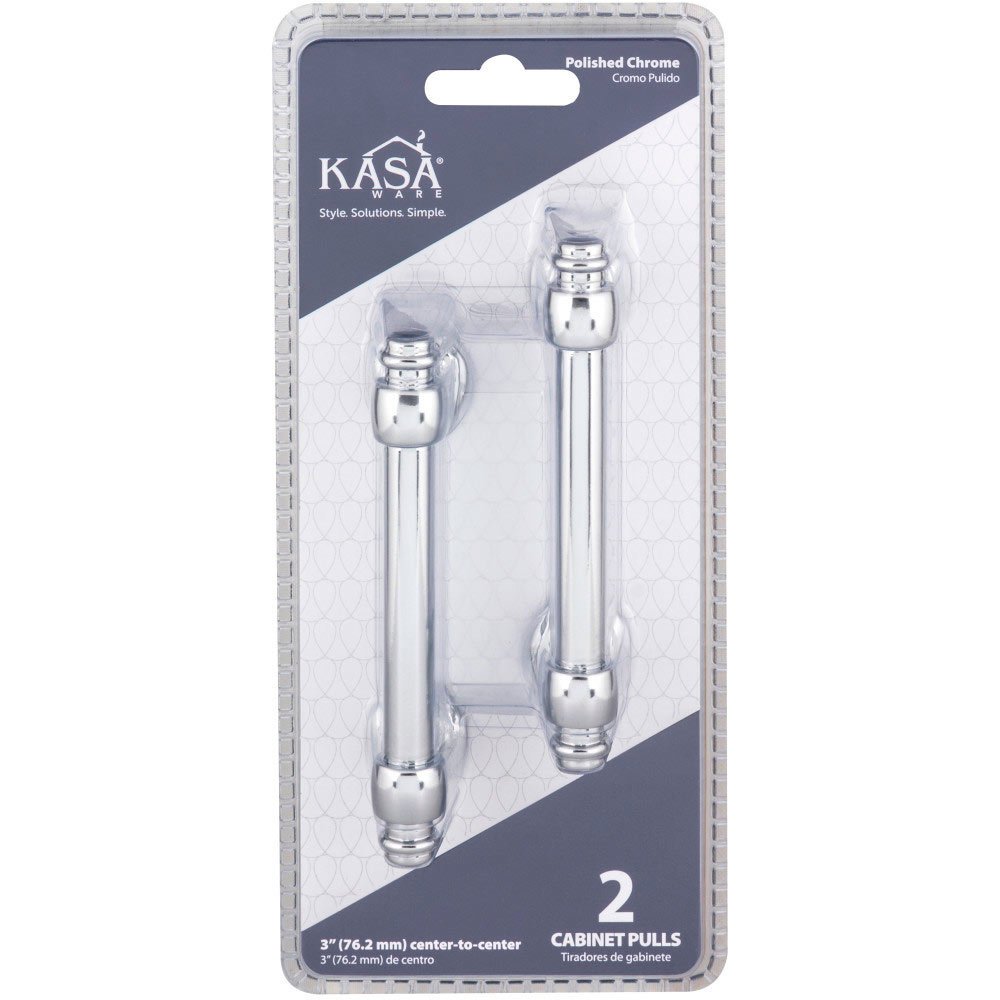 KasaWare 3 in. Centers Cabinet Pull in Polished Chrome (2pc Pack) 