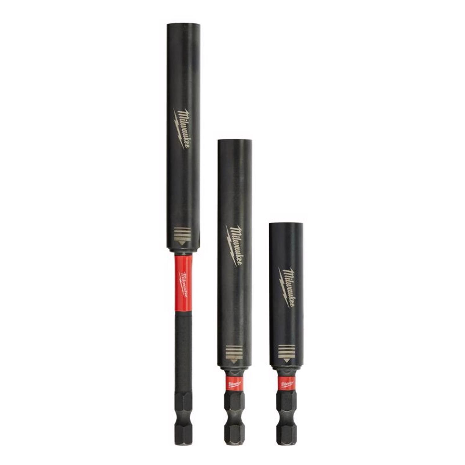 Milwaukee Shockwave 6 in. Alloy Steel Impact Magnetic Drive Guide Set 1/4 in. Hex Shank 3 pc