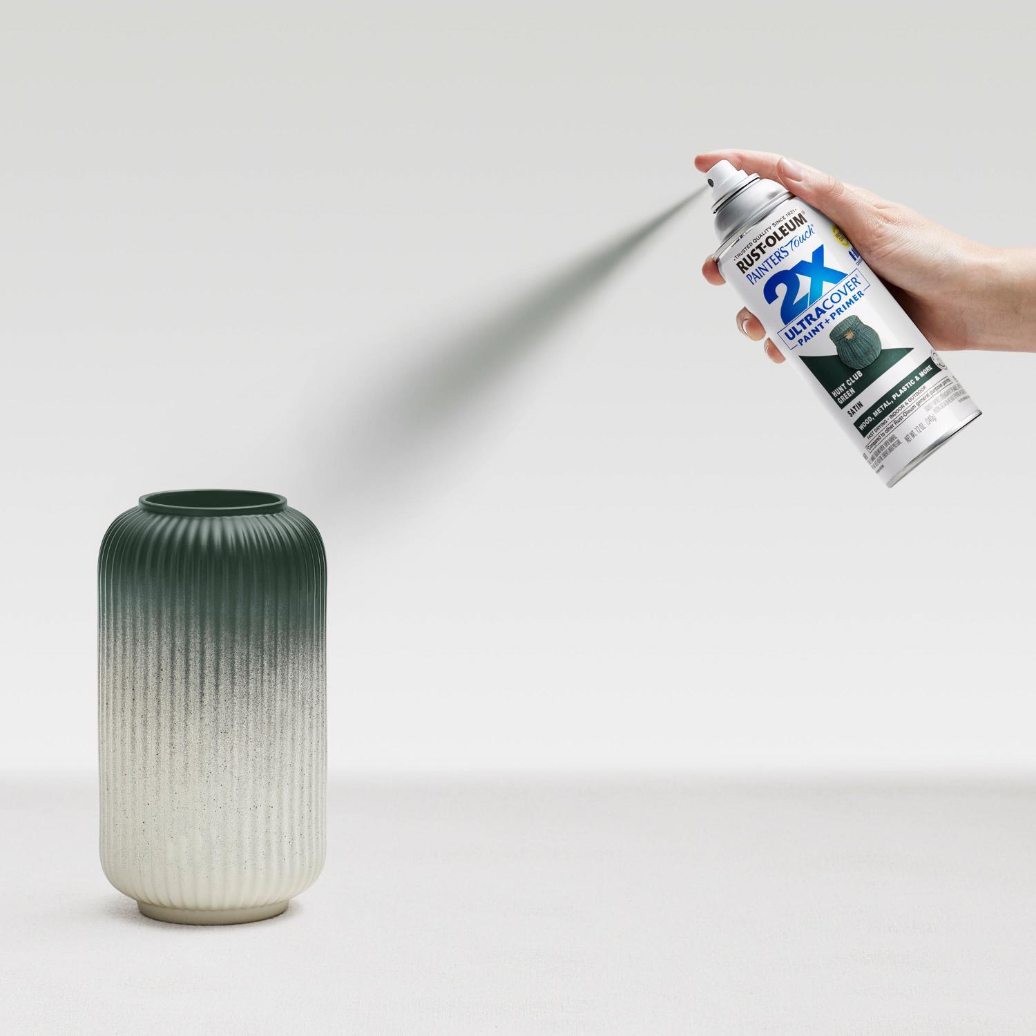 Rust-Oleum Painter's Touch 2X Ultra Cover Satin Hunt Club Green Paint+Primer Spray Paint 12 oz