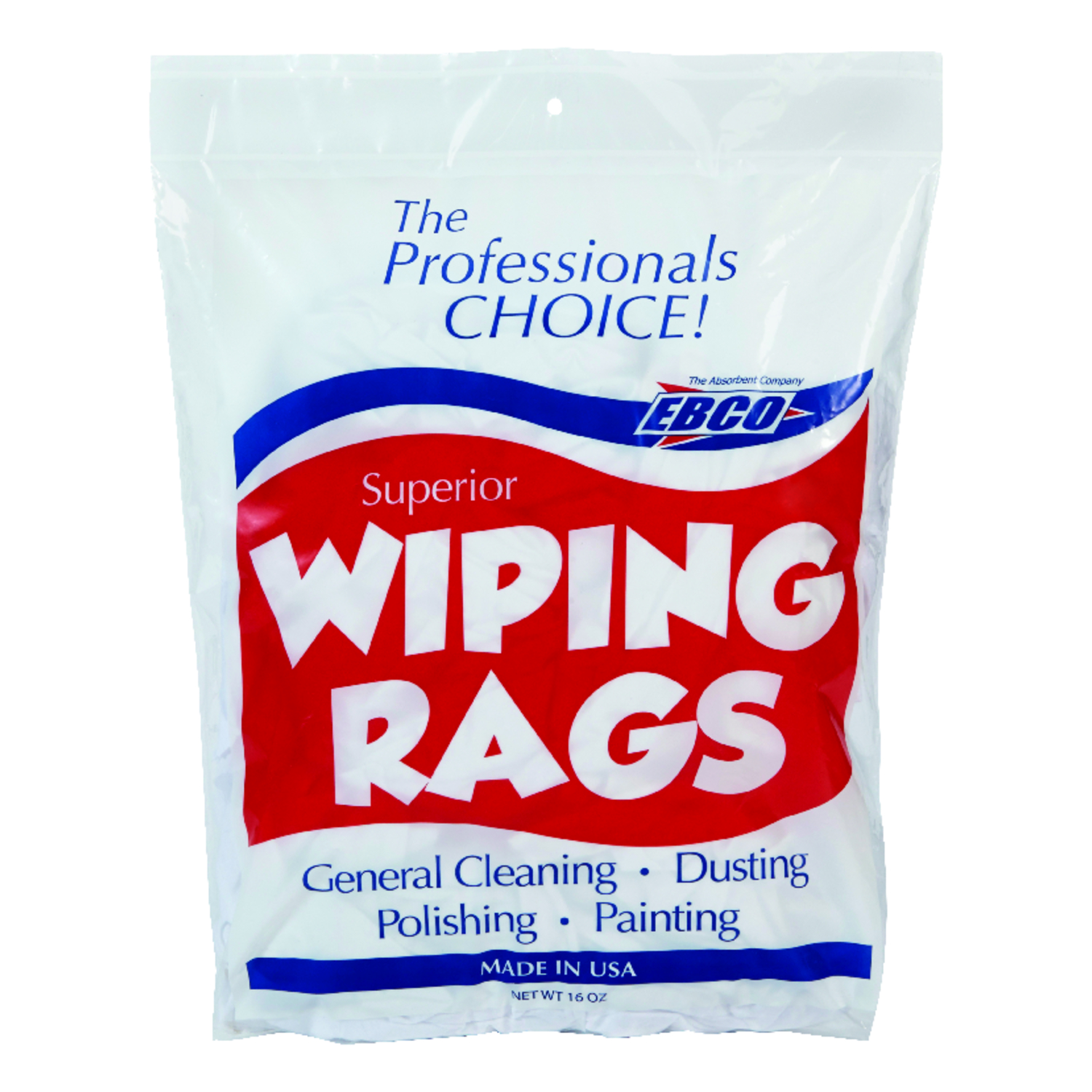 EBCO Cotton Wiping Rags 18 in. W X 18 in. L 1 lb