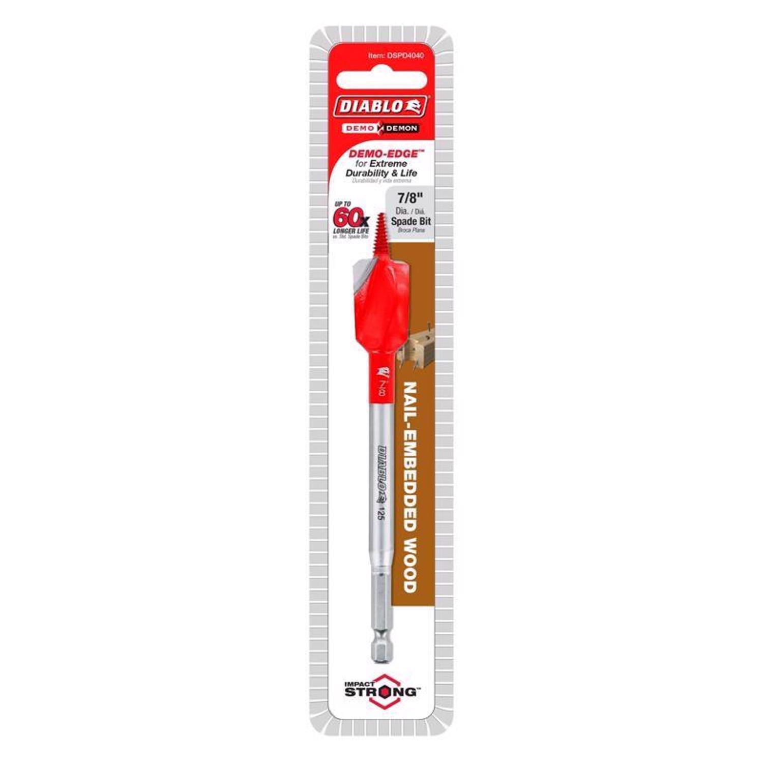 Diablo Demo Demon 7/8 in. X 6 in. L High Carbon Steel Nail-Embedded Wood Spade Bit Hex Shank 1 pk