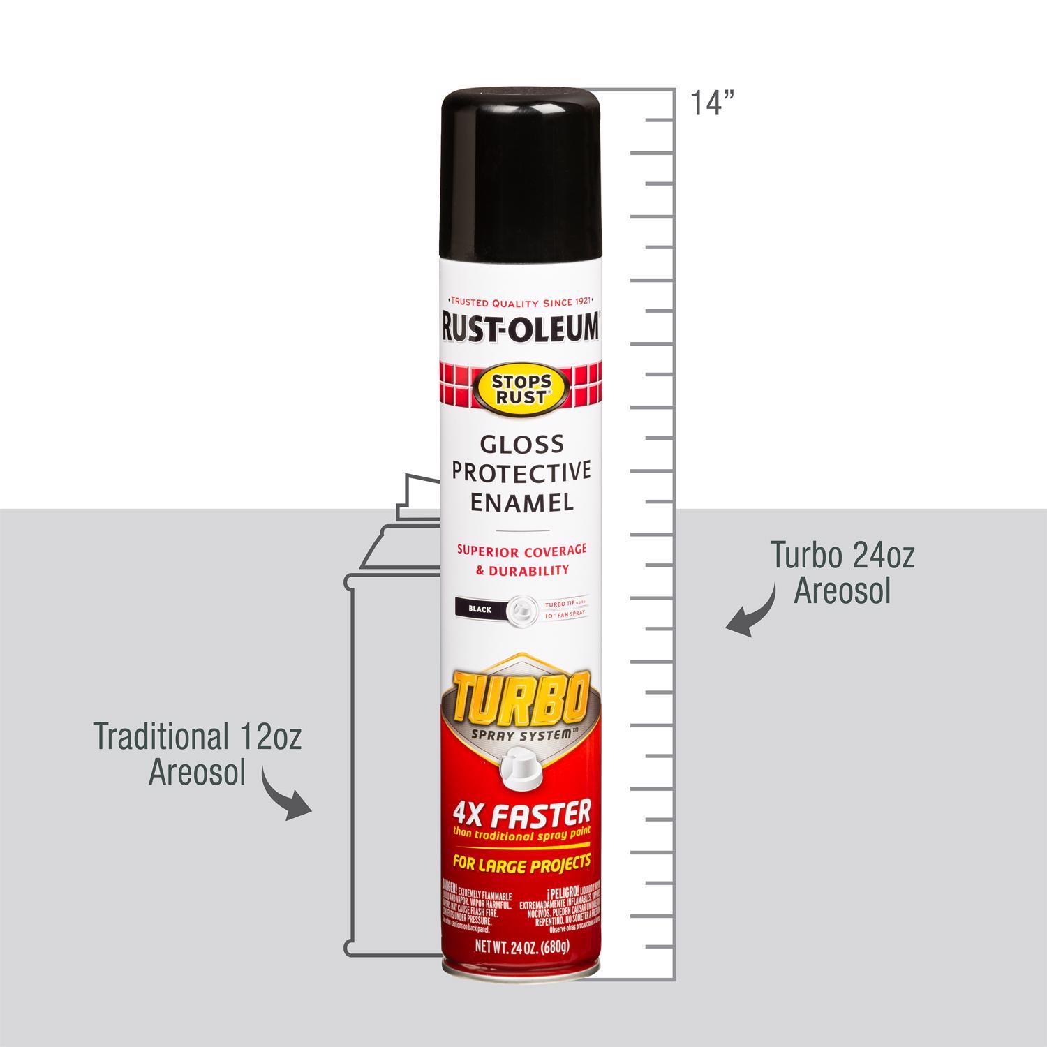 Rust-Oleum Stops Rust Turbo Spray System Gloss Black Protective Enamel Spray Paint 24 oz