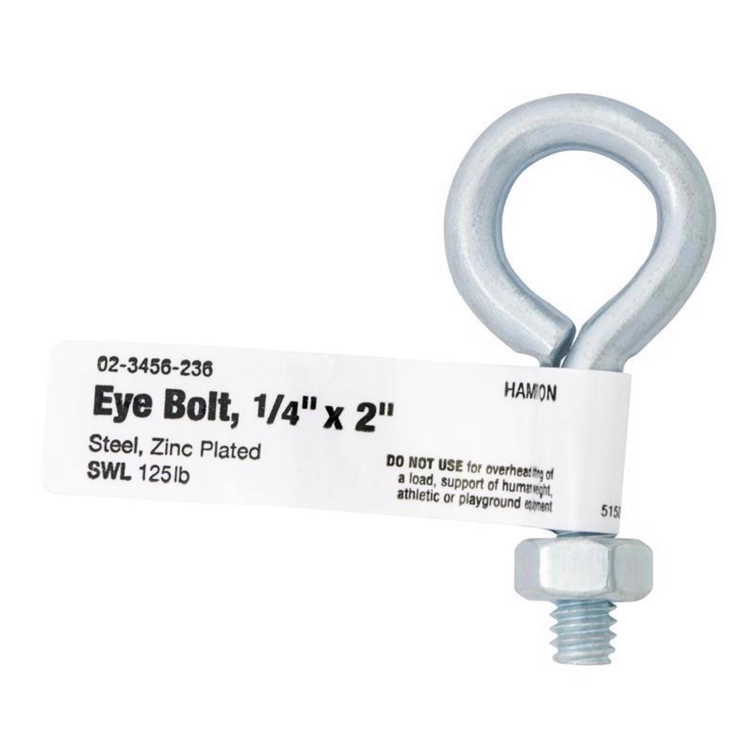 Hampton 1/4 in. X 2 in. L Zinc-Plated Steel Eyebolt Nut Included