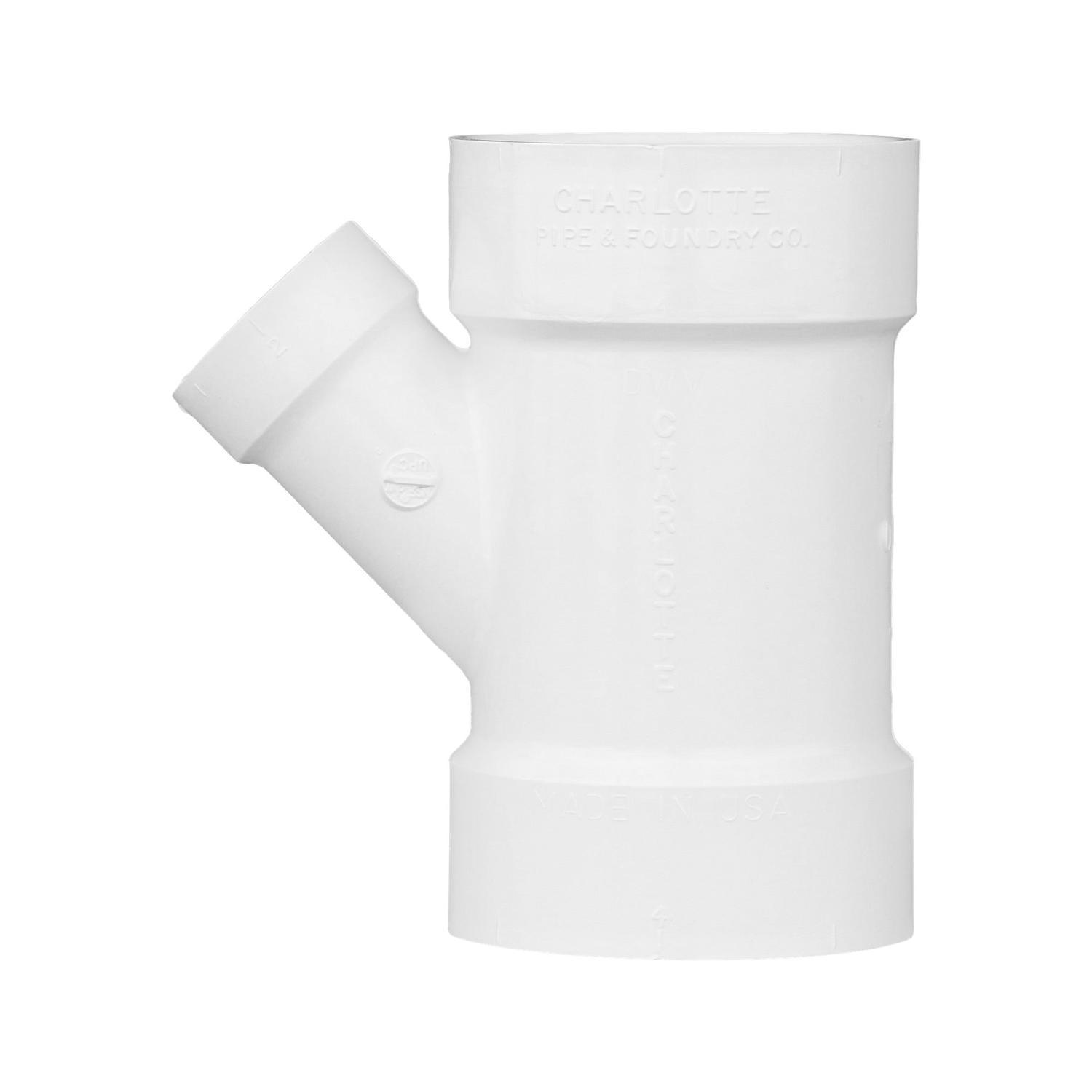Charlotte Pipe Schedule 40 4 in. Hub X 2 in. D Hub PVC Reducing Wye 1 pk