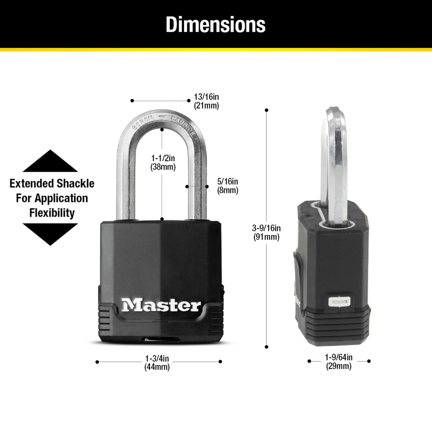 Master Lock Magnum 1-7/8 in. H X 1-3/16 in. W X 1-3/4 in. L Steel Ball Bearing Outdoor Padlock