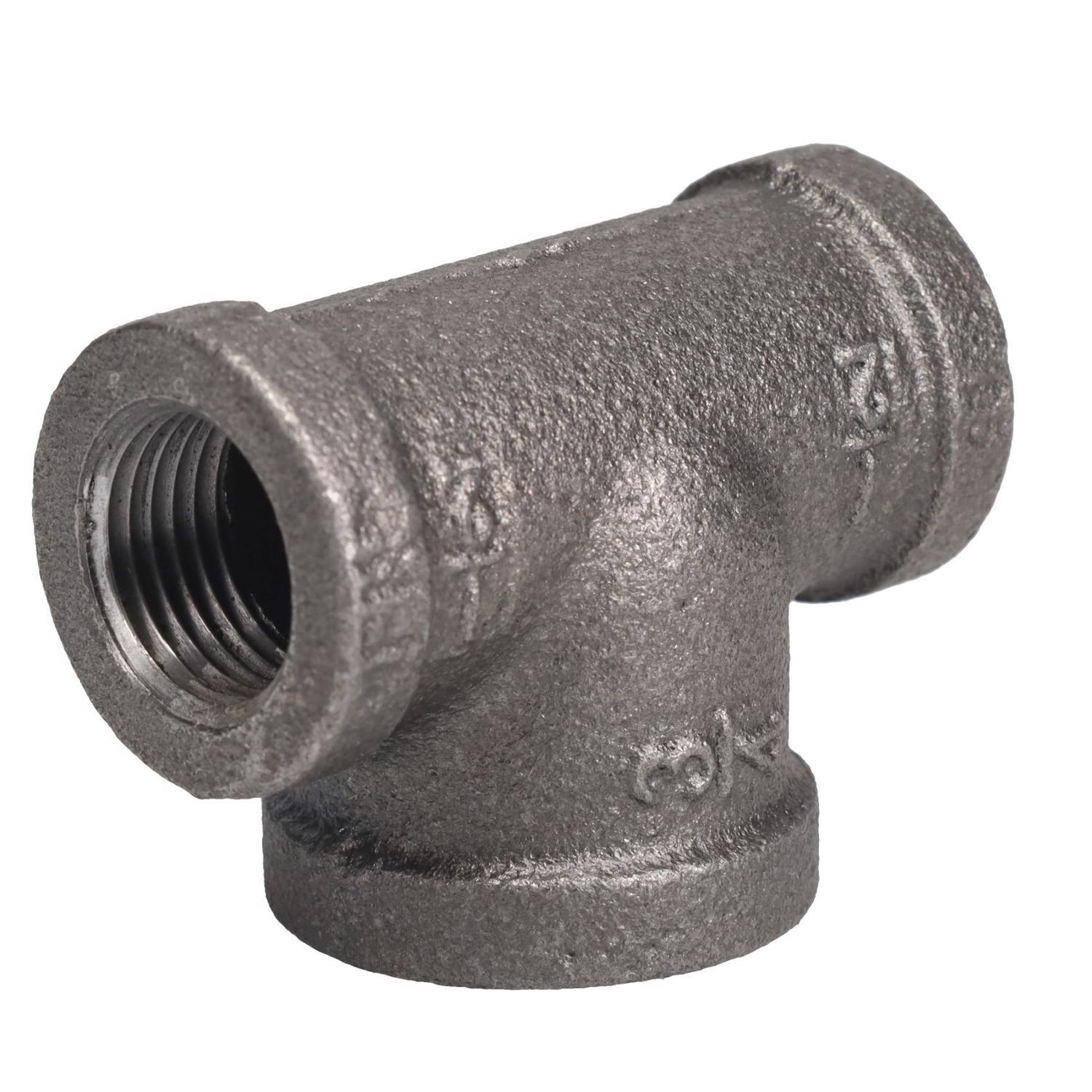 STZ Industries 1/2 in. FIP X 1/2 in. D FIP 3/4 in. D FIP Black Malleable Iron Reducing Tee