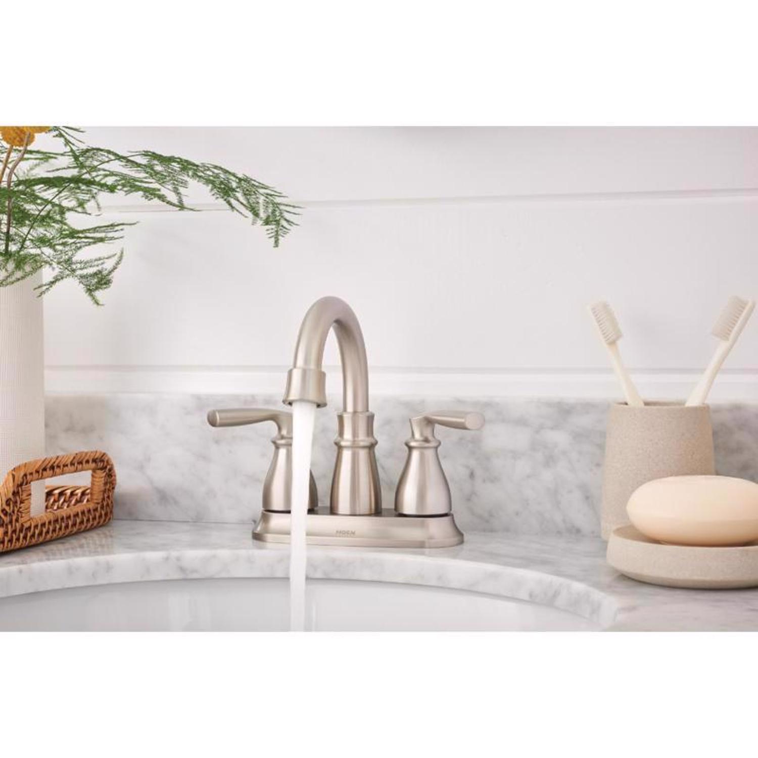 Moen Hilliard Brushed Nickel Bathroom Faucet 4 in.