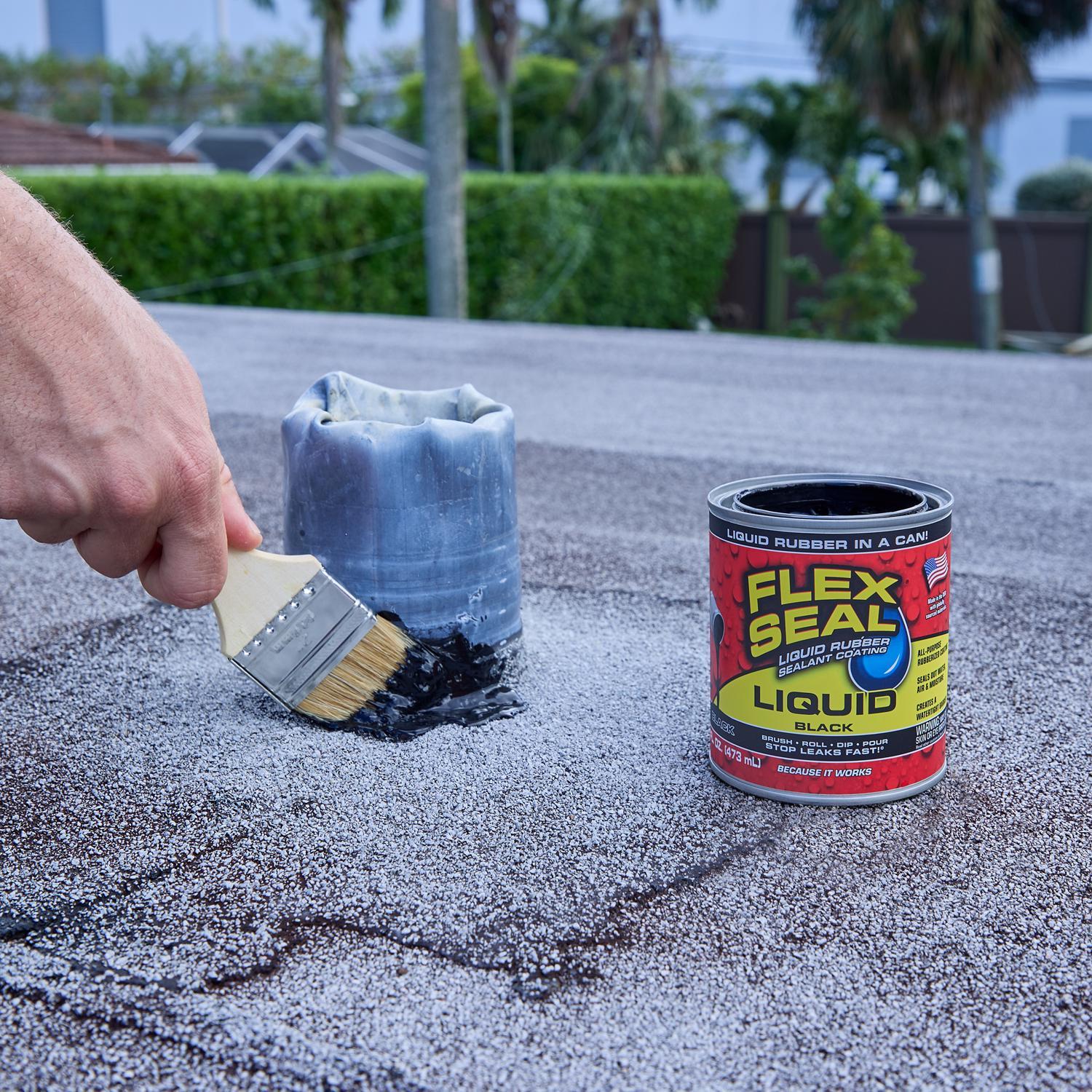 Flex Seal Family of Products Flex Seal Black Liquid Rubber Sealant Coating 16 oz
