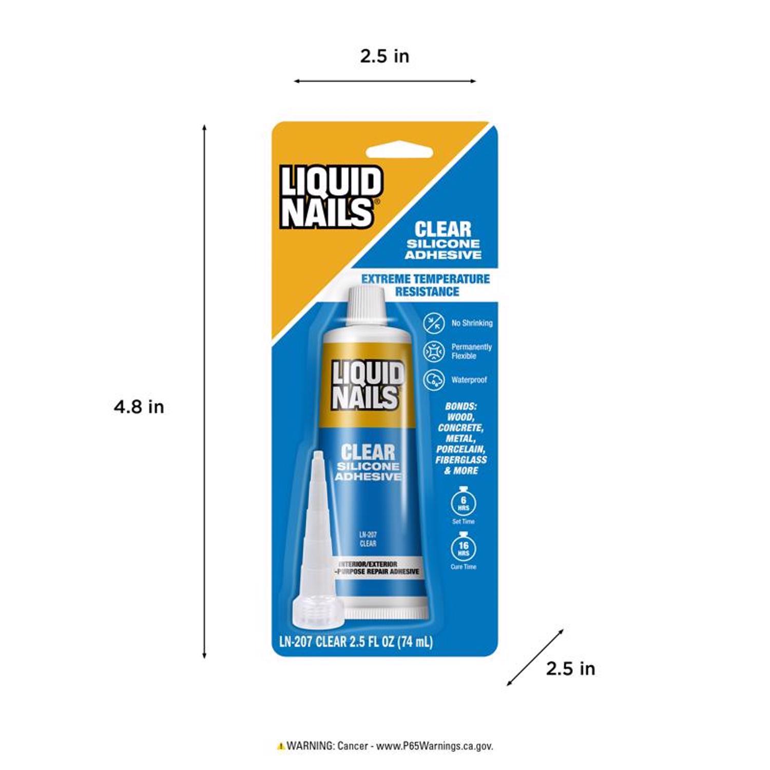 Liquid Nails Clear Small Projects High Strength Silicone Clear Adhesive 2.5 oz