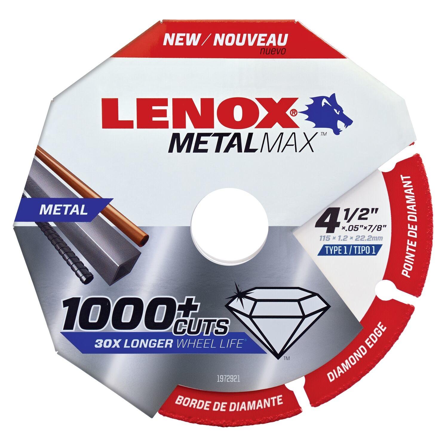 LENOX MetalMax 4-1/2 in. D X 7/8 in. X.050 in. thick Diamond/Metal Cut-Off Wheel 1 pc