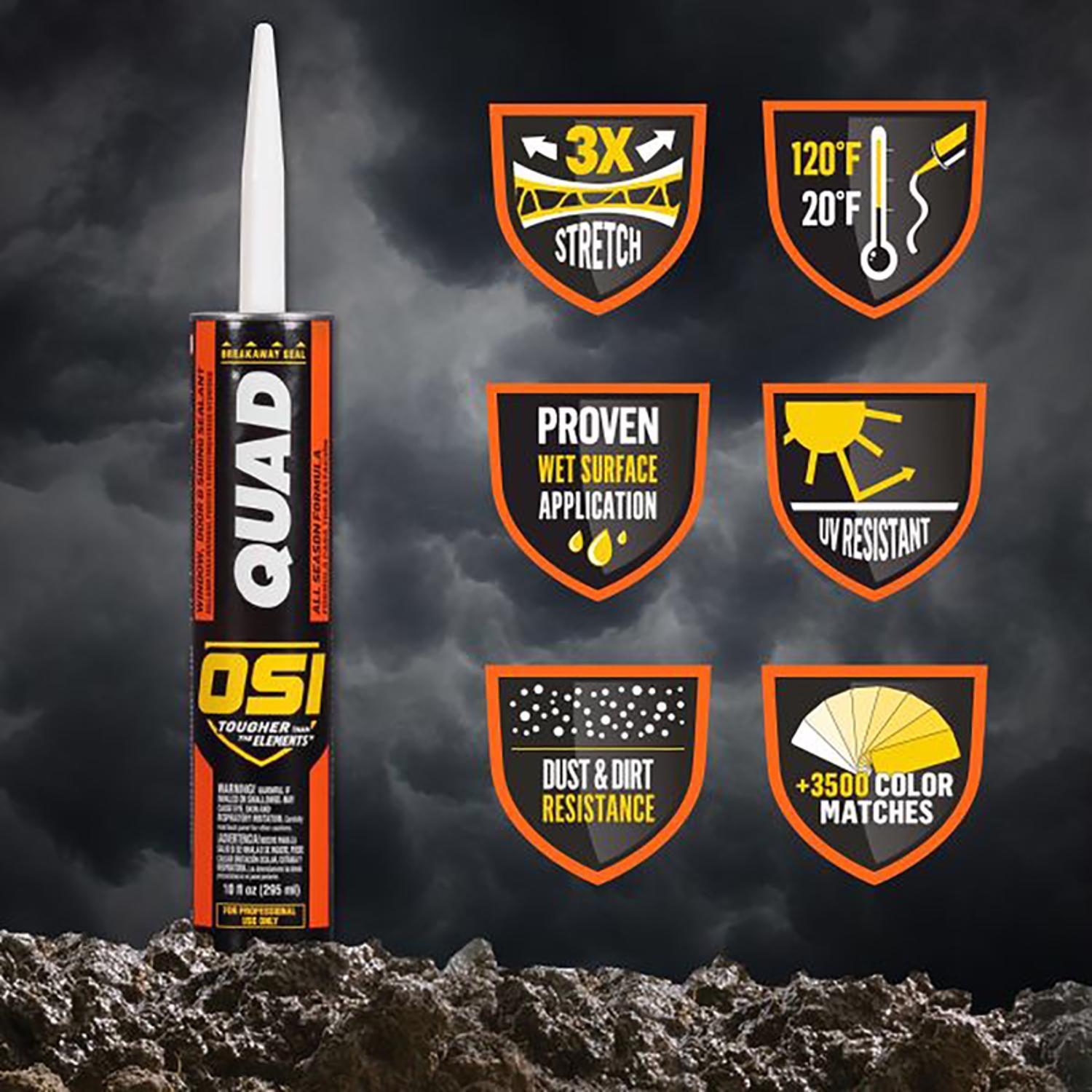 OSI Quad White Elastomeric Polymers Door/Siding/ Window Sealant 10 oz