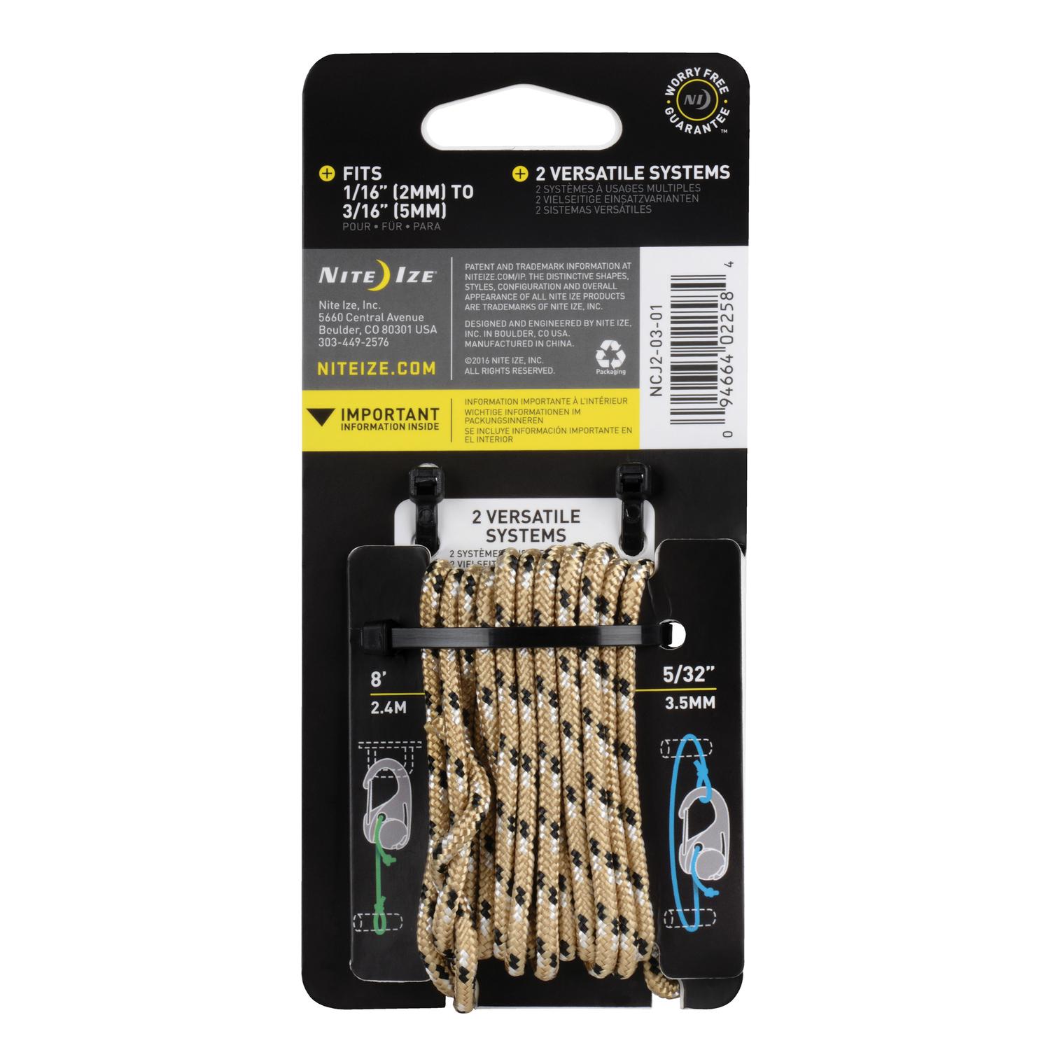 Nite Ize CamJam 5/32 in. D X 2 in. L Black Twisted Plastic Tie-Down Rope