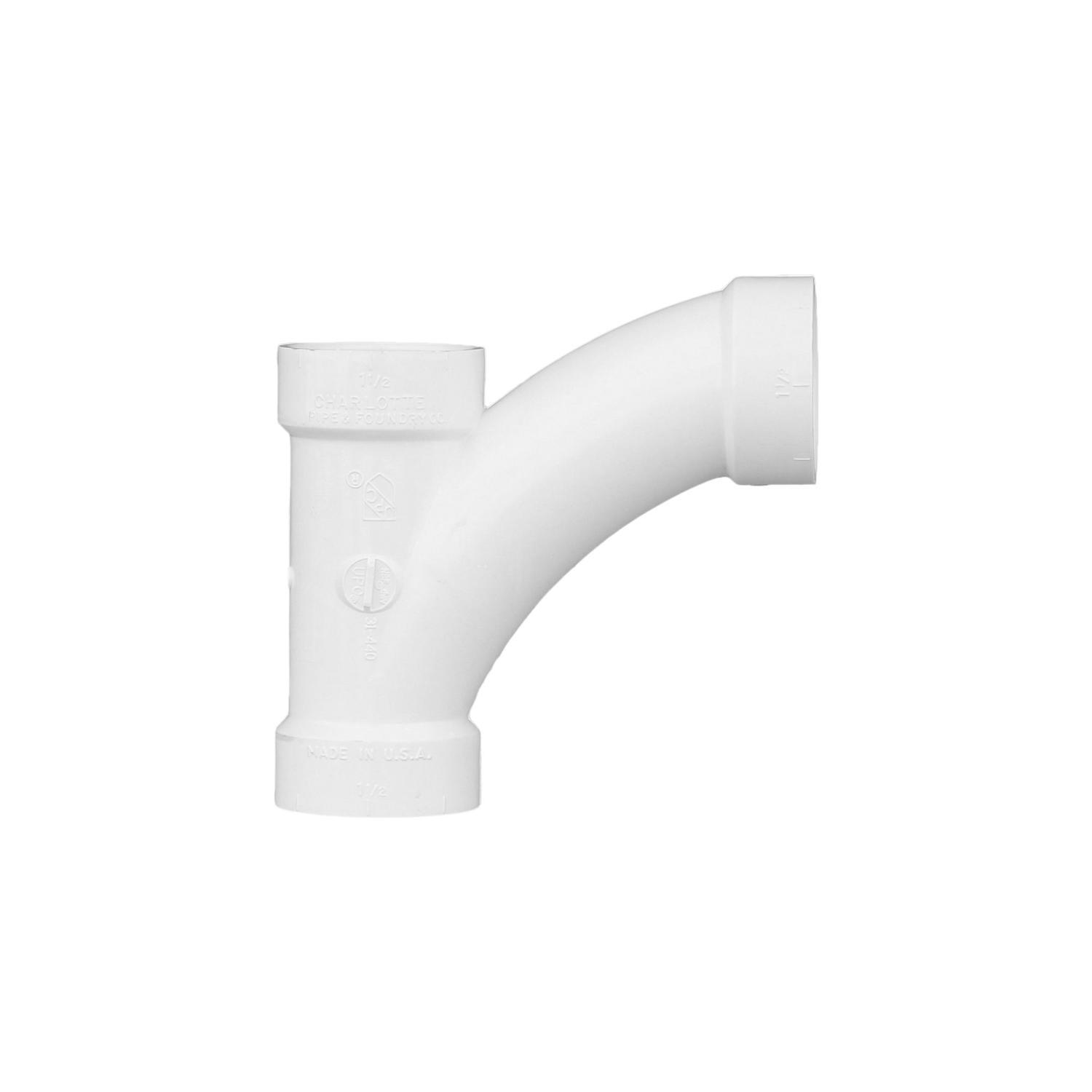 Charlotte Pipe Schedule 40 1-1/2 in. Hub X 1-1/2 in. D Hub PVC Long Turn Wye 1 pk